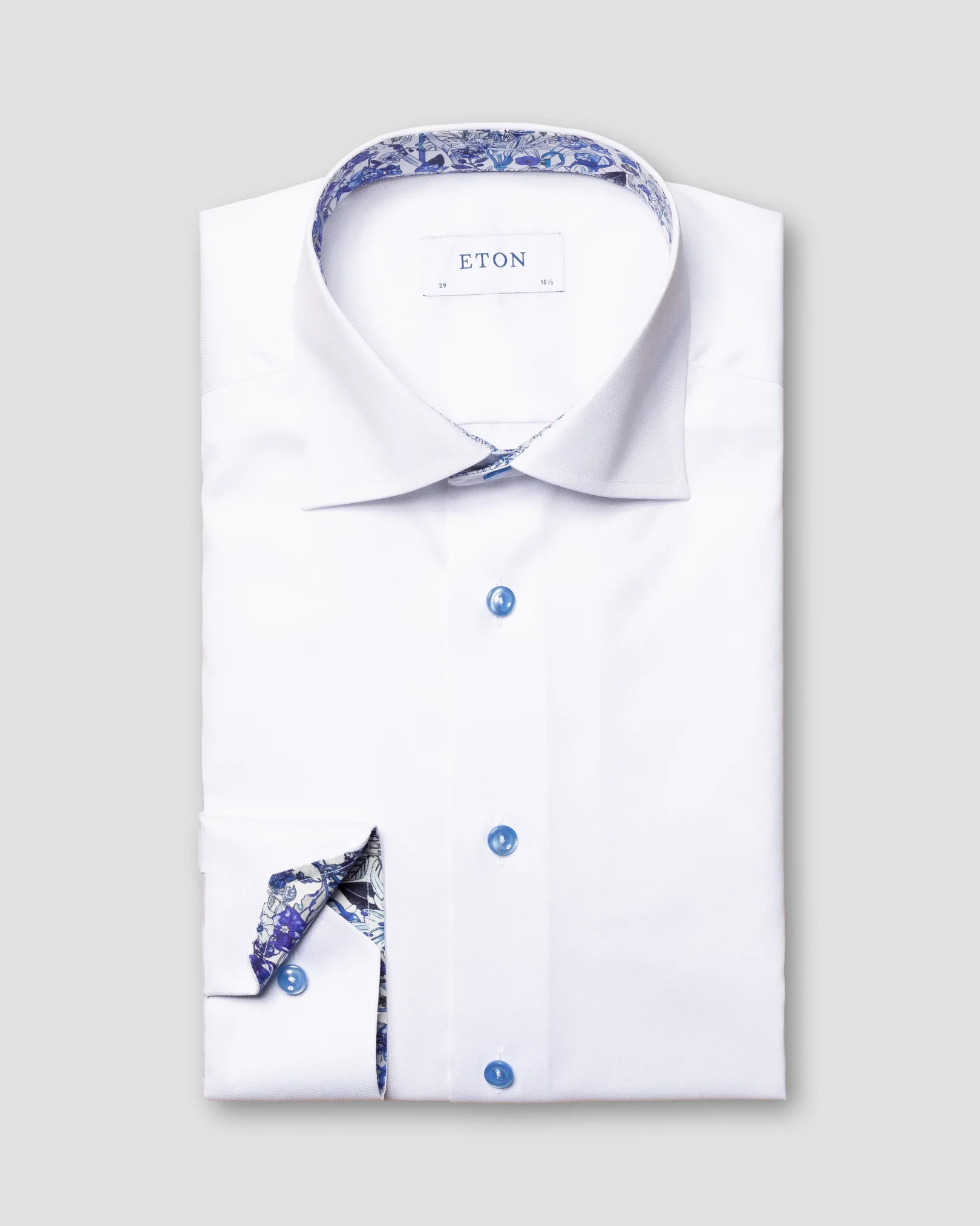 Eton - white signature twill floral details