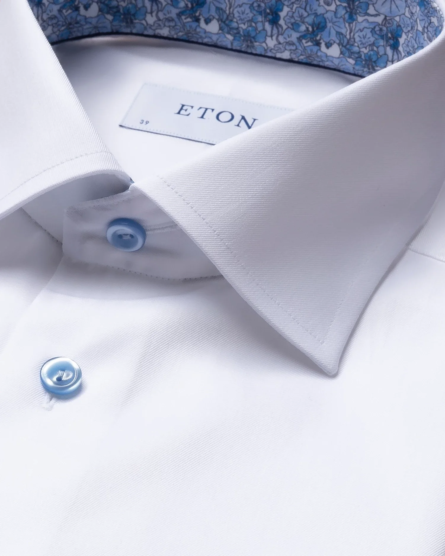 Eton - white twill shirt blue details