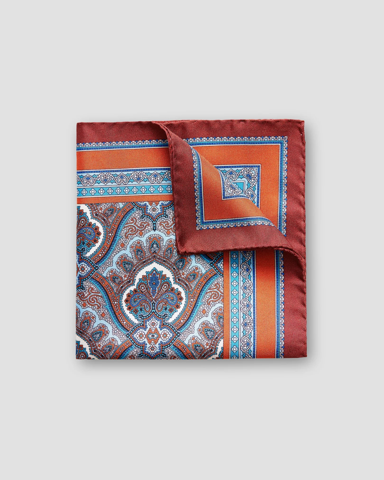 Eton - Oranges Einstecktuch mit Paisleymuster