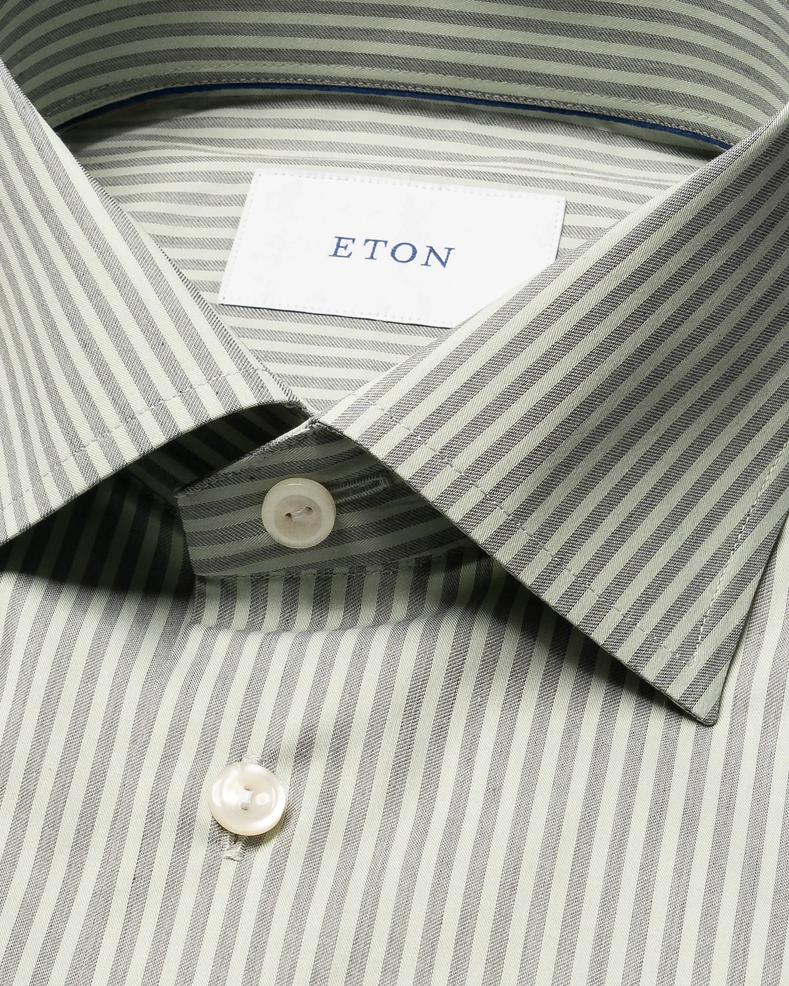 Eton - light green stripe fine twill shirt cutaway