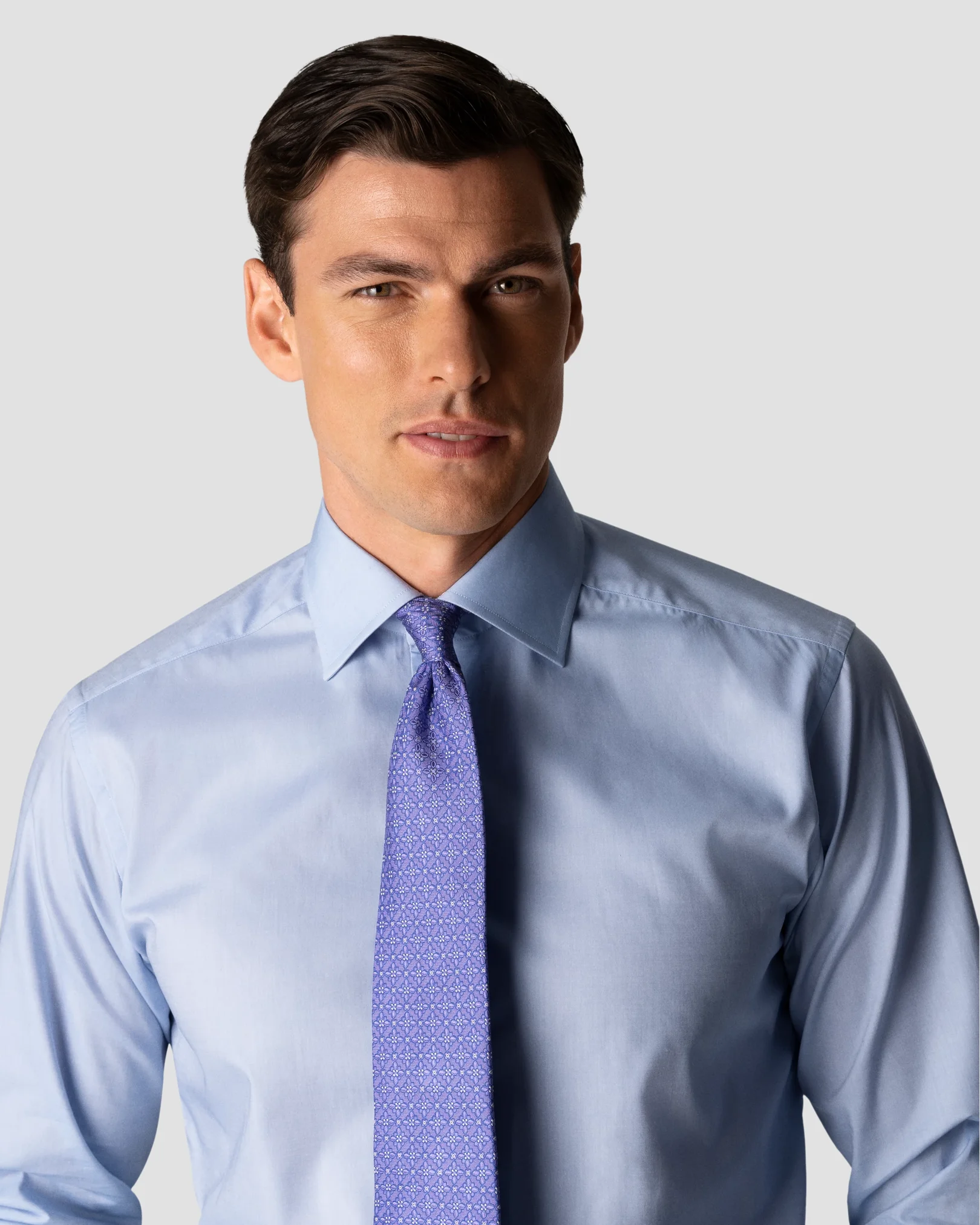 Eton - light blue fine twill stretch
