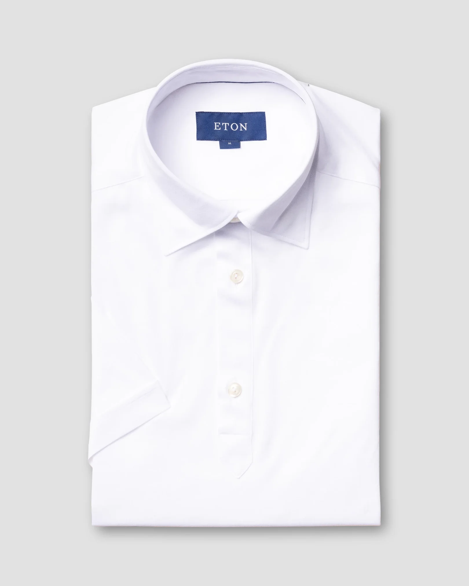 Eton - white jersey popover shirt short sleeved