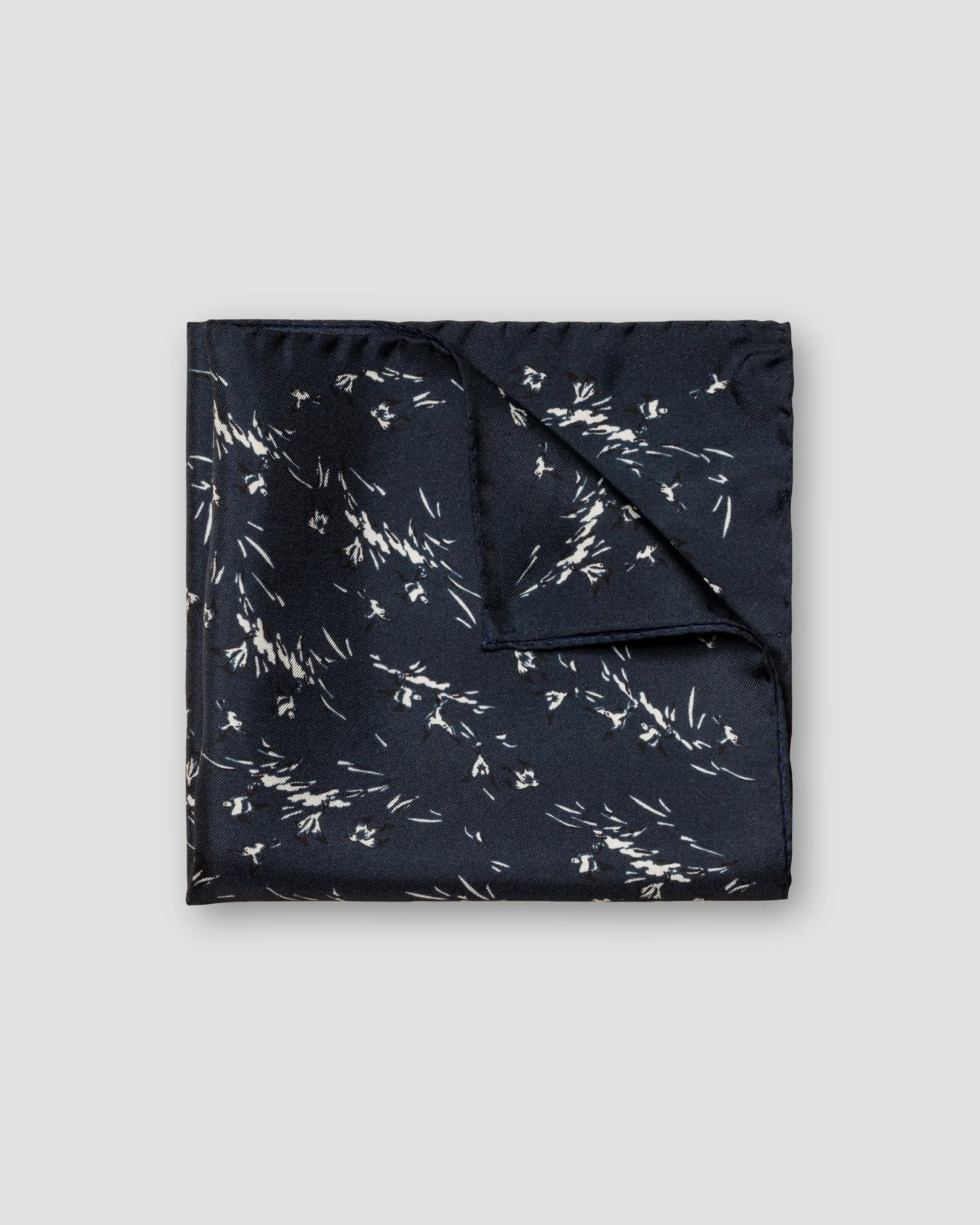 Eton - Dark Blue Bird Print Silk Pocket Square