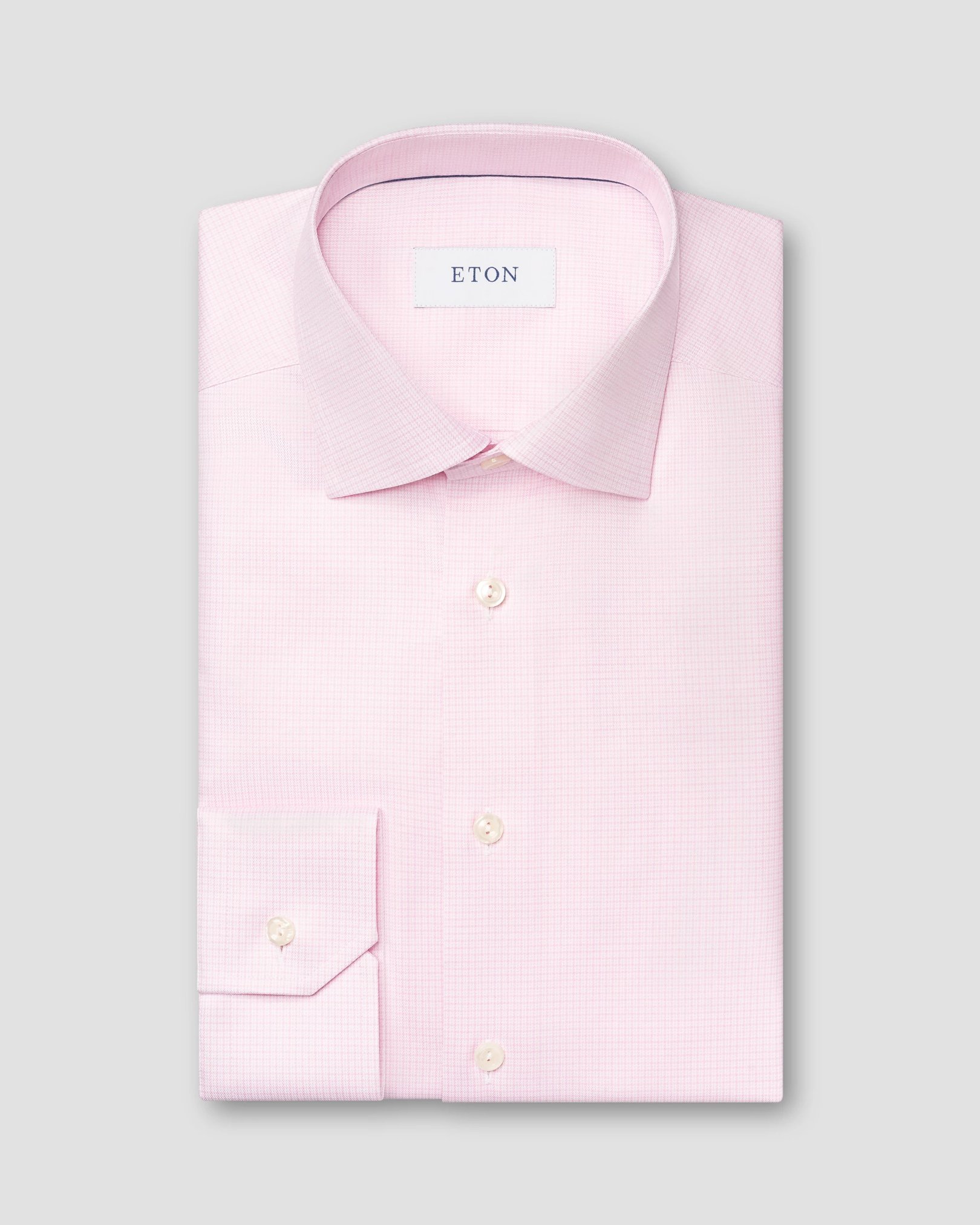 Eton - micro checked pink twill
