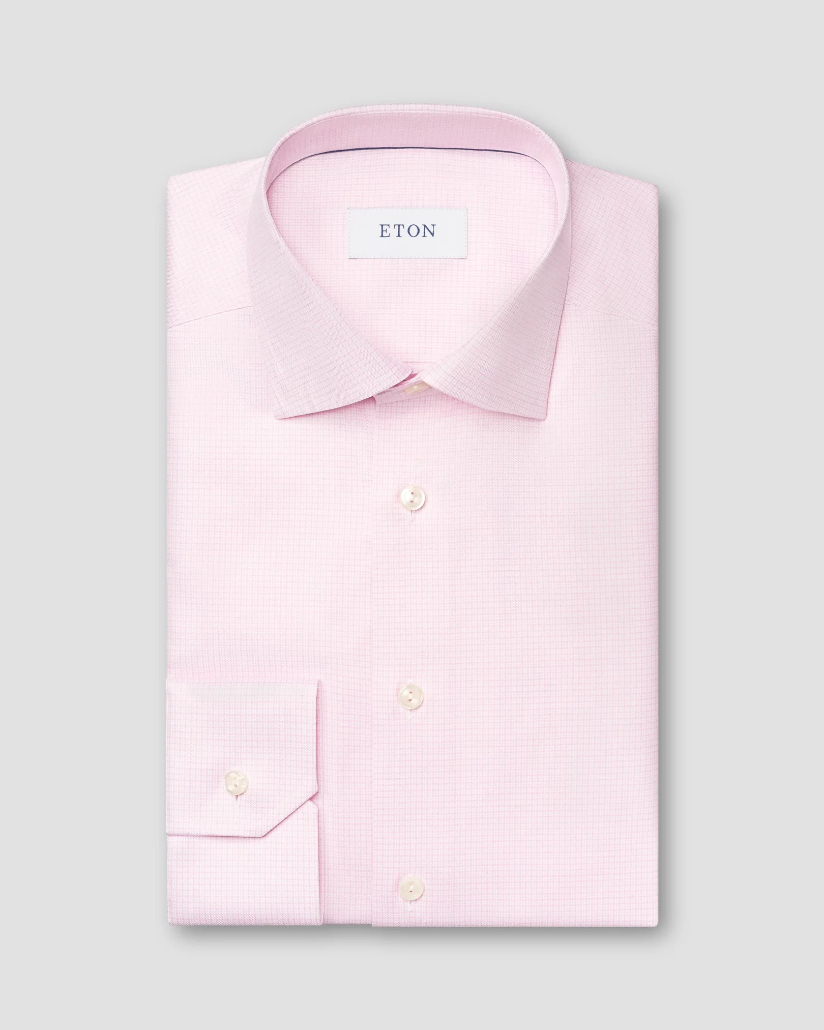 Eton - micro checked pink twill