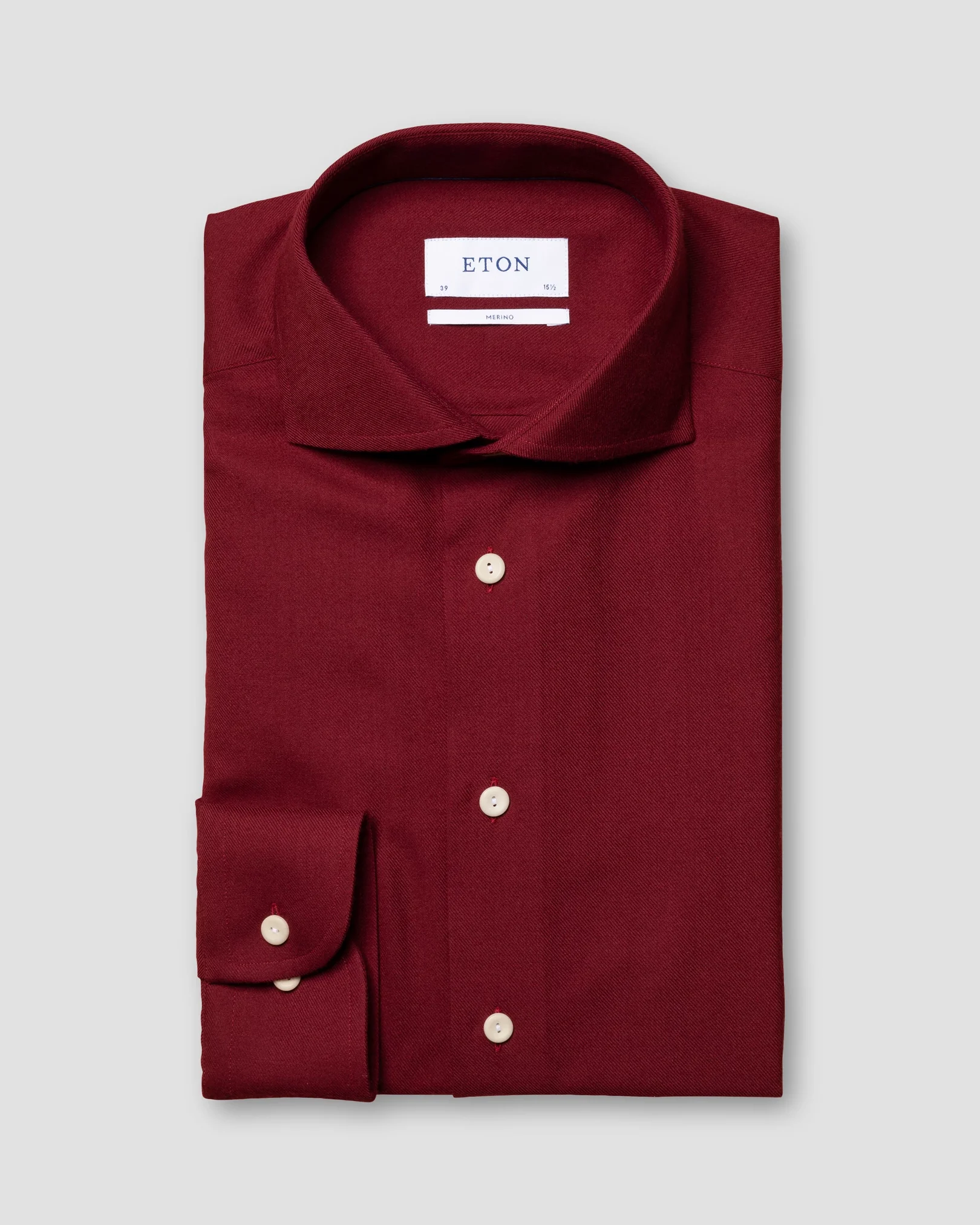 Eton - burgundy brushed merino wool shirt