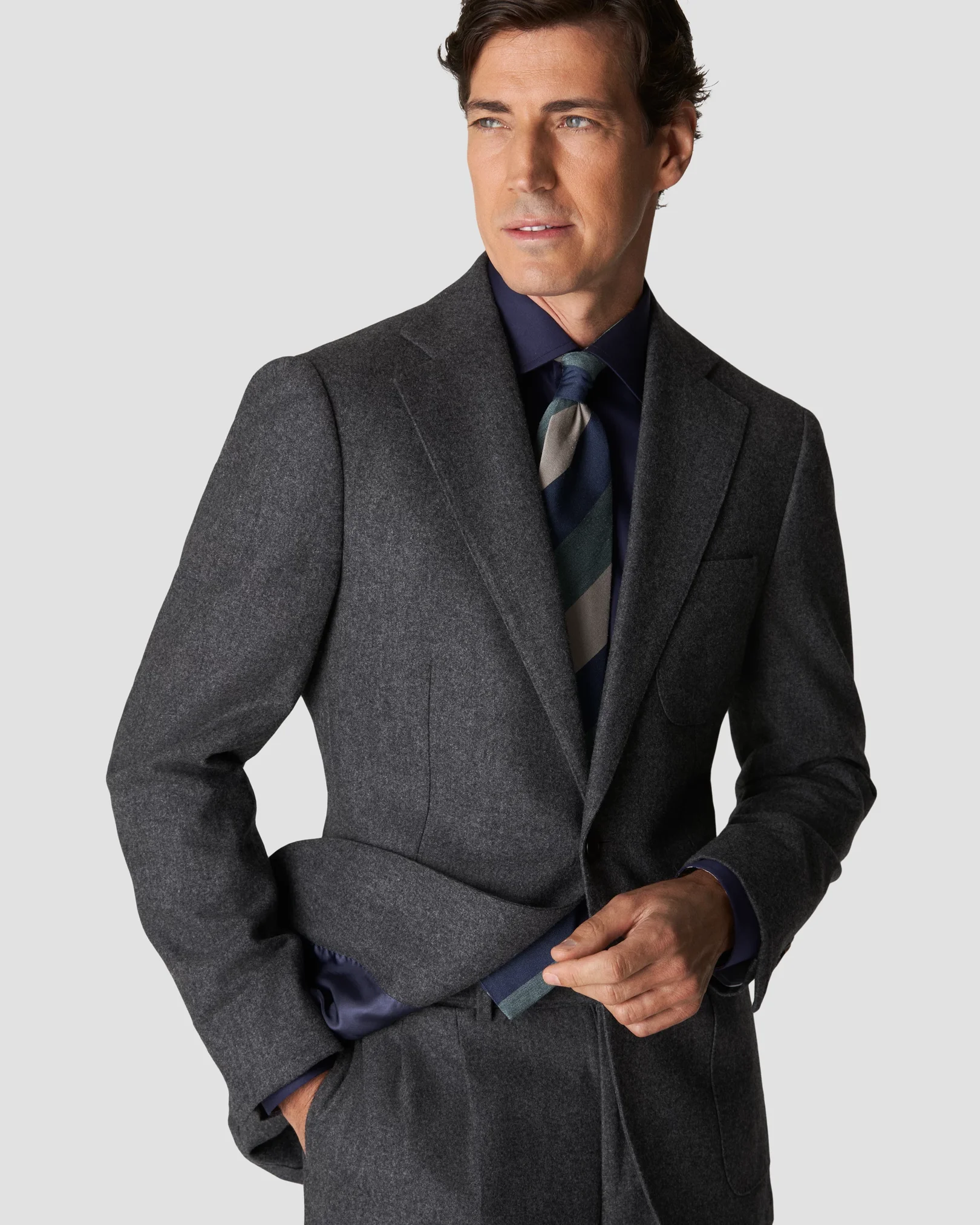 Eton - navy blue signature twill contrast
