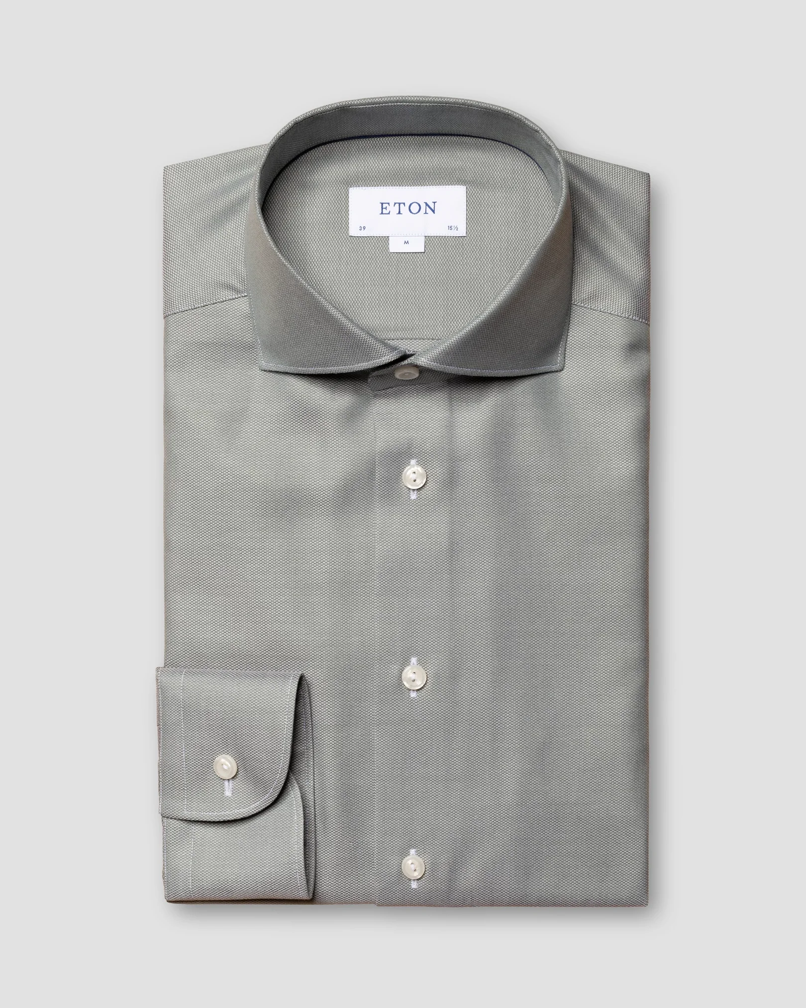 Eton - dark green cotton lyocell stretch