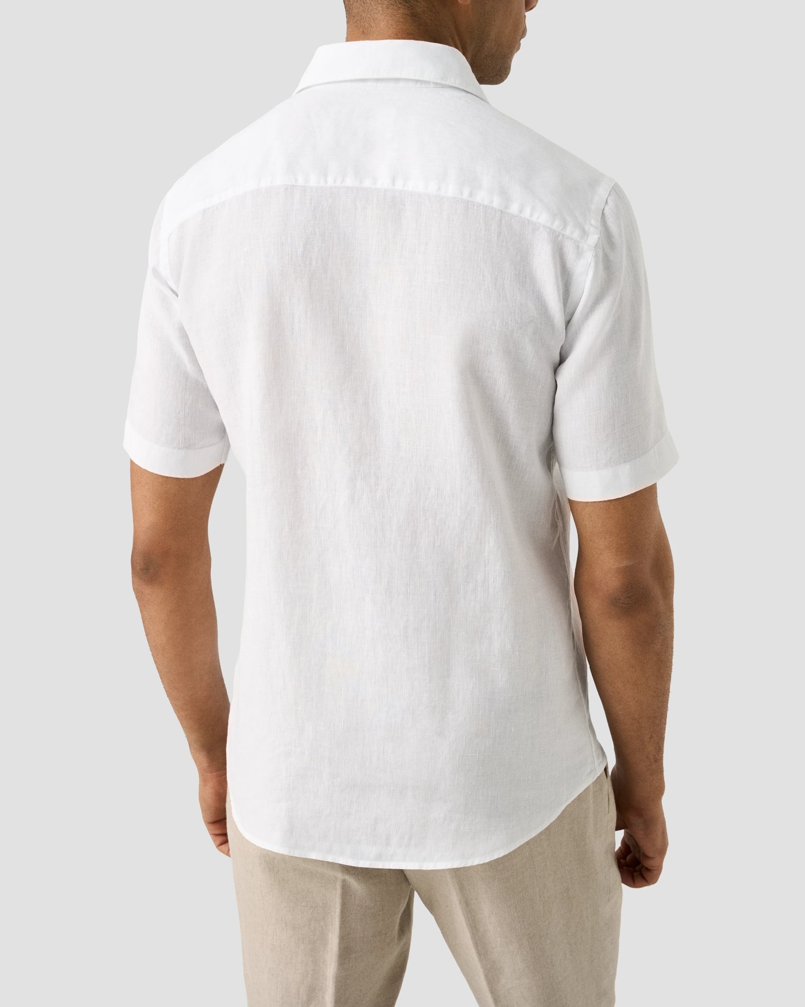 Eton - white solid short sleeve linen shirt
