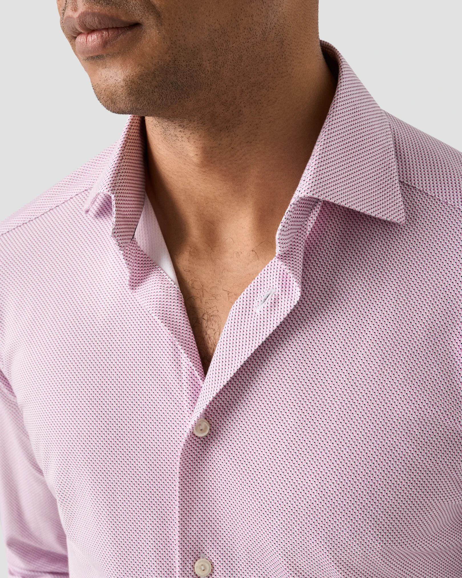 Eton - pink geometric cotton four way stretch shirt