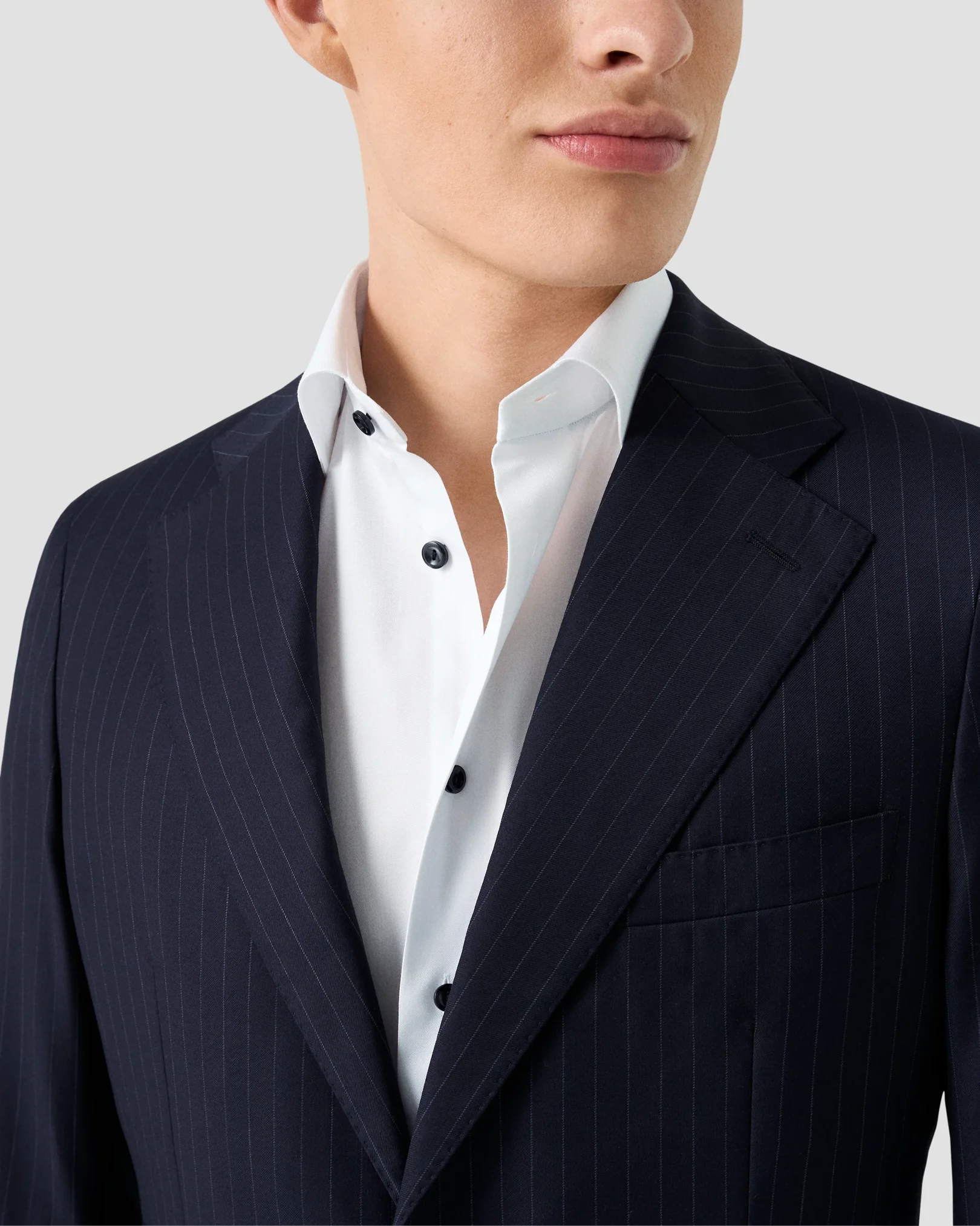 Eton - white solid black buttons signature twill shirt