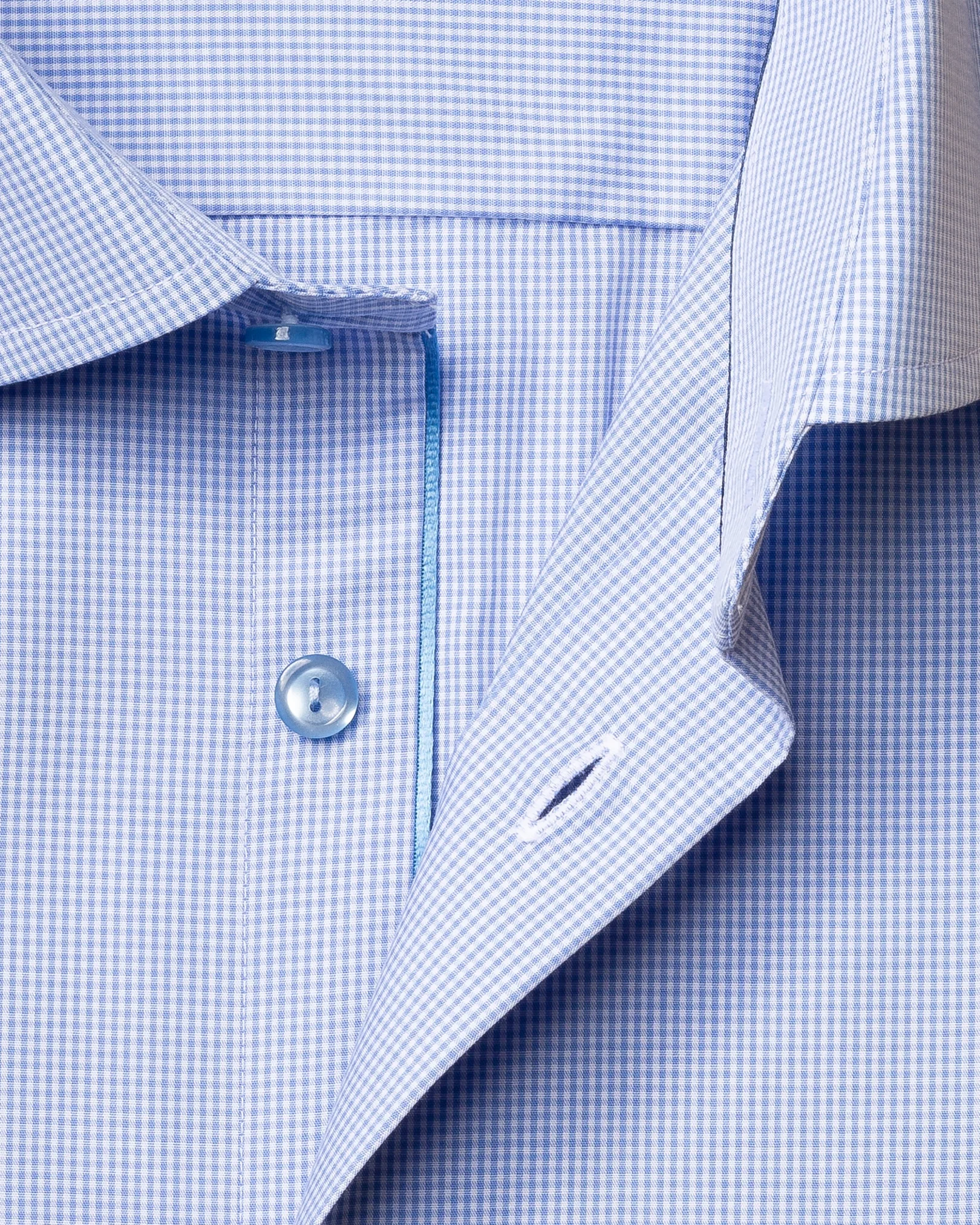 Eton - light blue gingham poplin shirt
