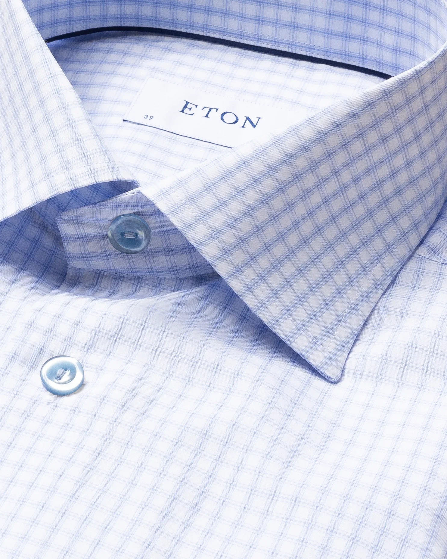 Eton - light blue checks poplin shirt