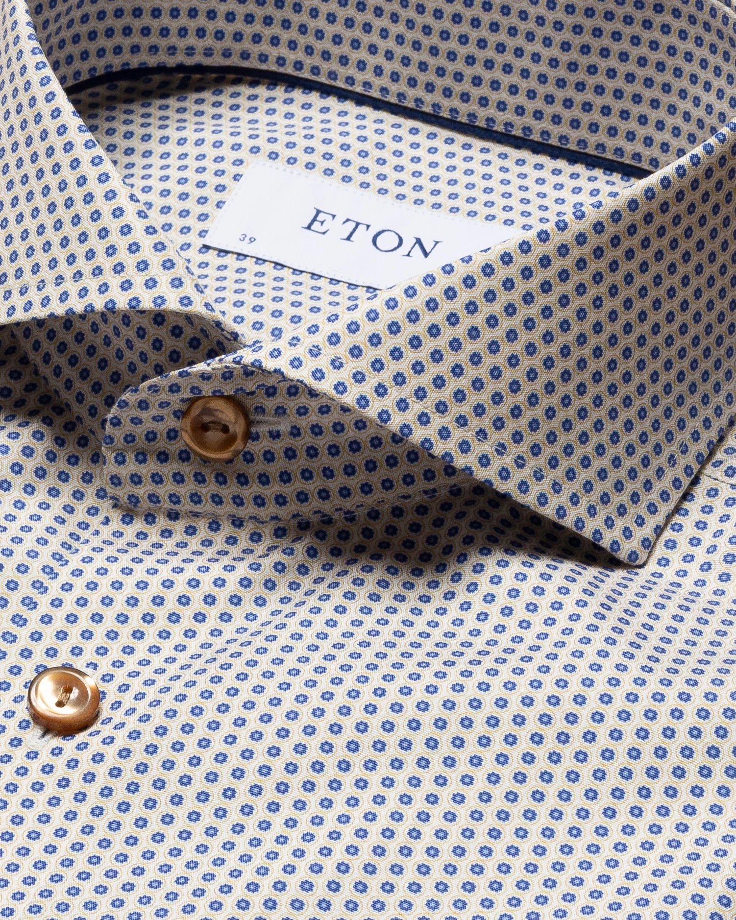 Eton - yellow glass print poplin shirt extreme cut away