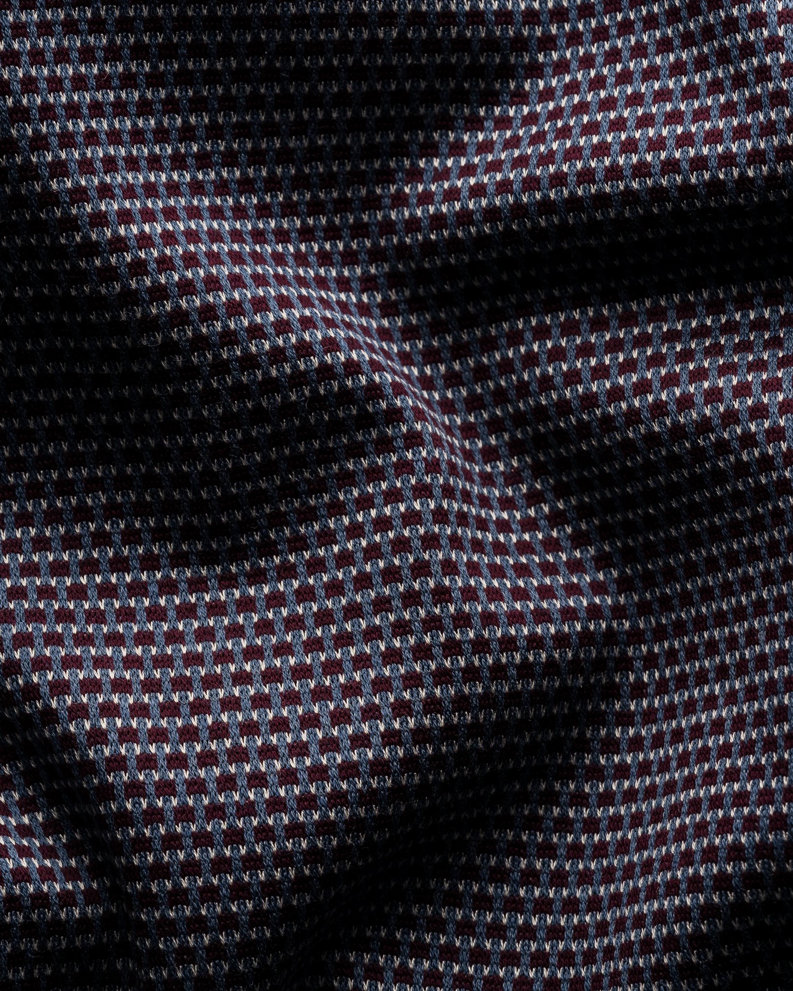 Eton - dark red open collar knitted jersey