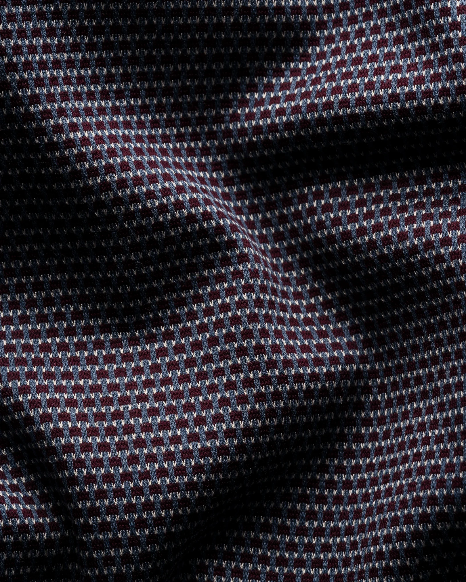 Eton - dark red open collar knitted jersey