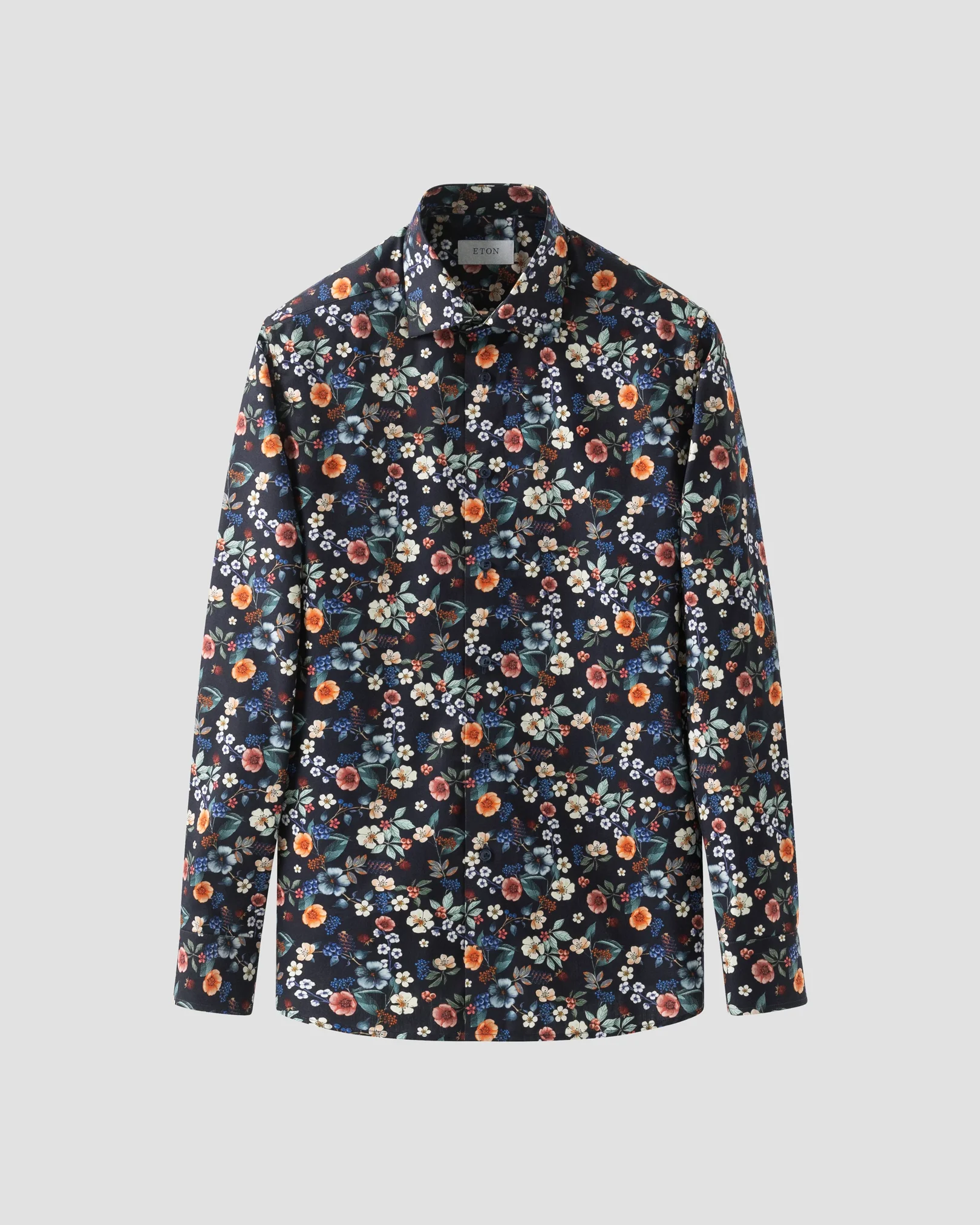 Eton - navy blue floral signature twill