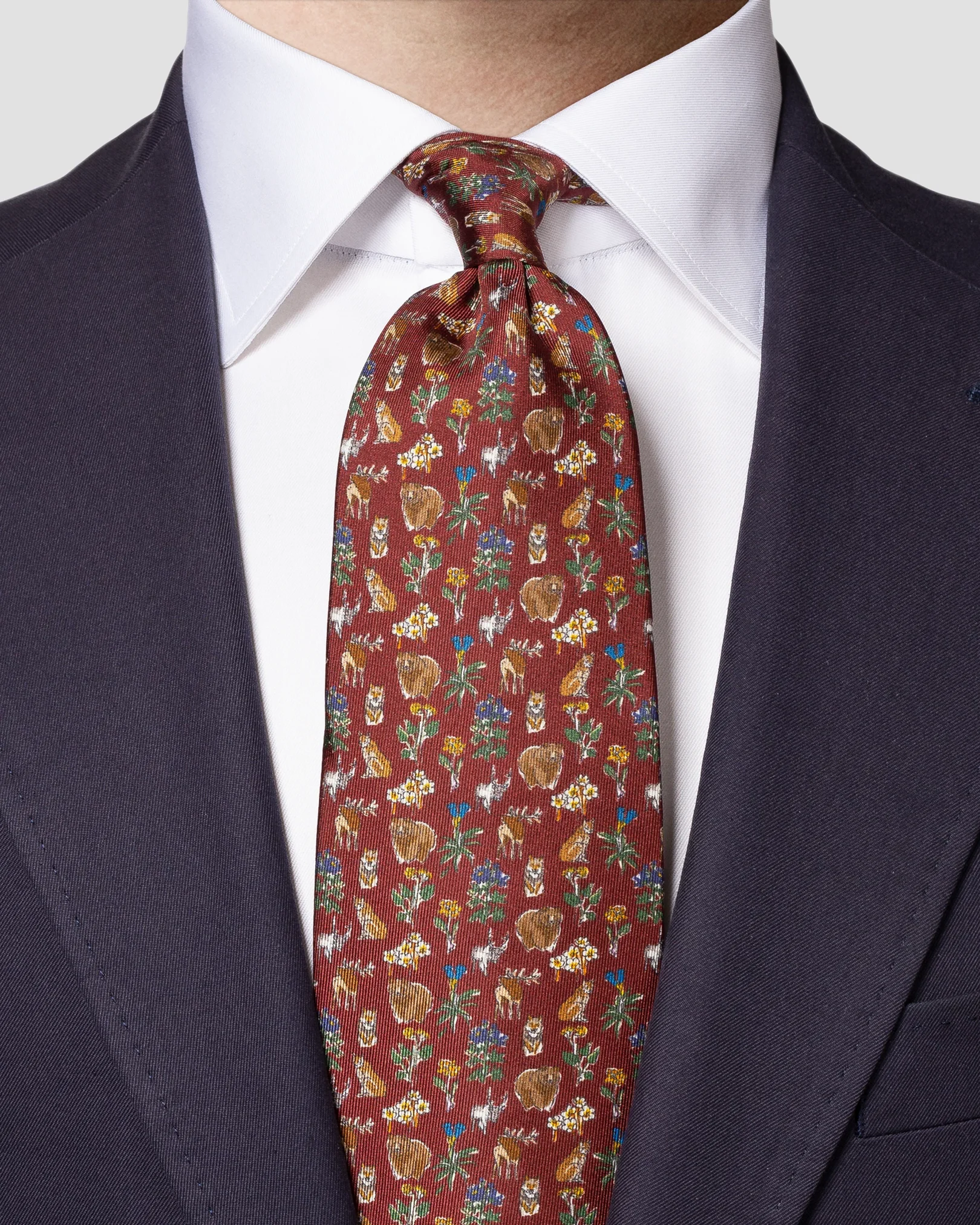 Eton - brown natura scandinavia print silk tie