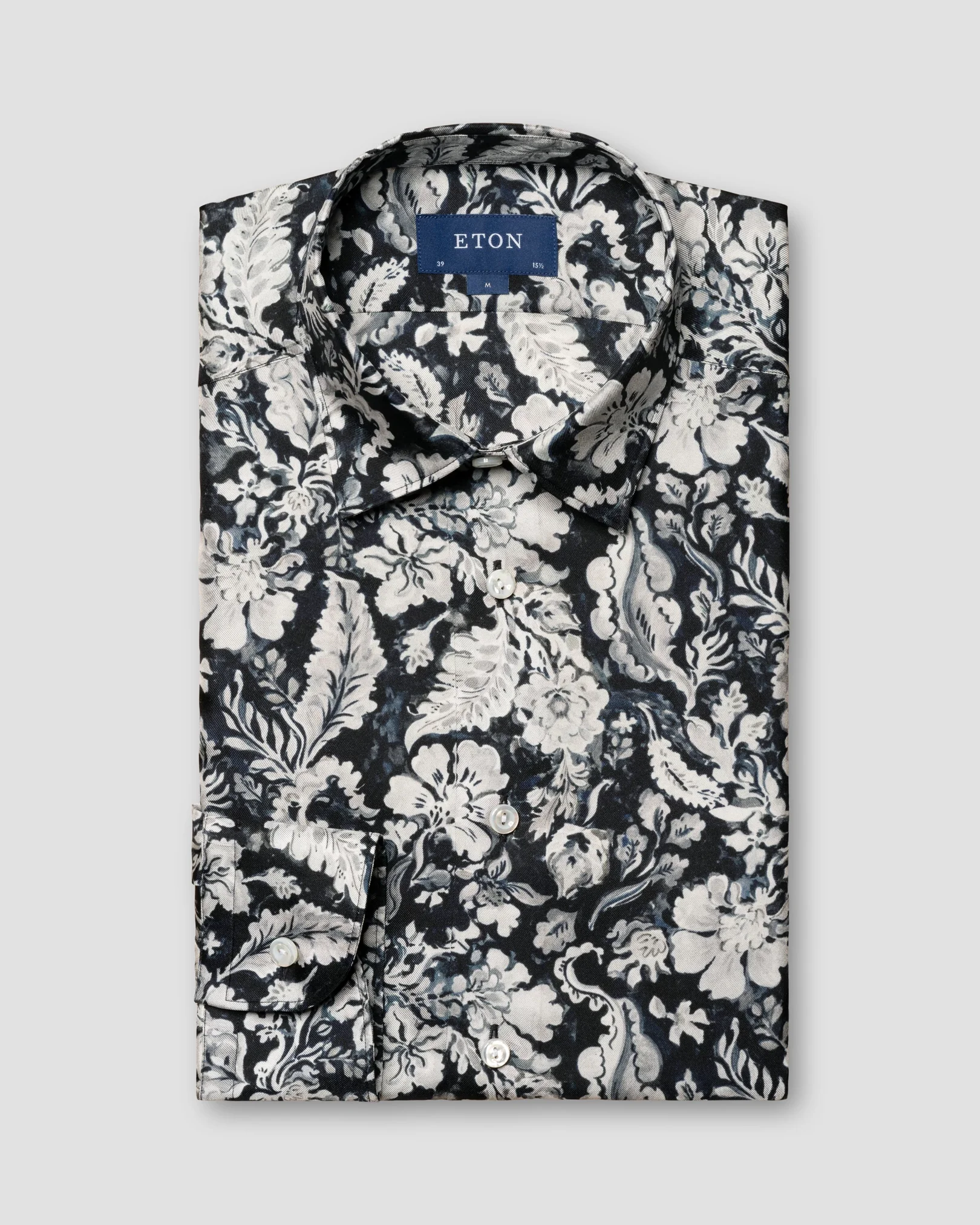 Eton - dark blue floral silk shirt