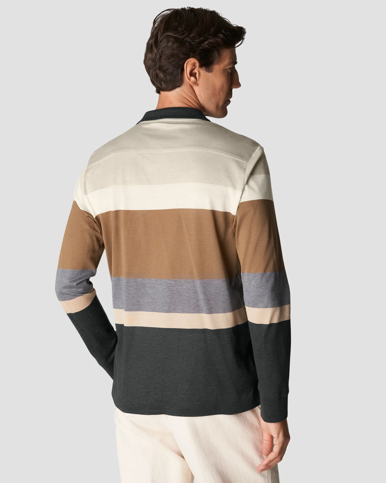Eton - beige knit pique knitted jersey