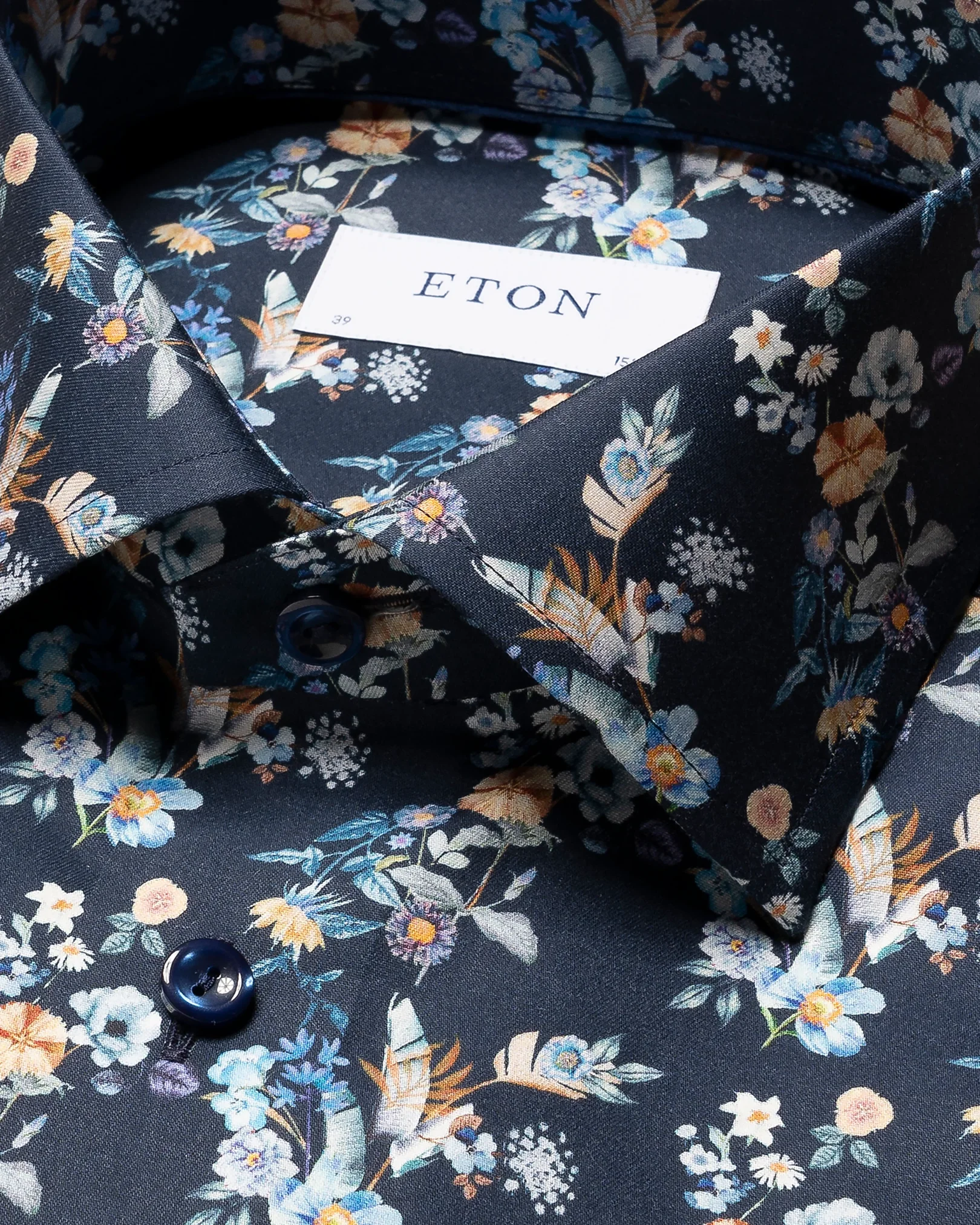 Eton - navy floral twill weave shirt