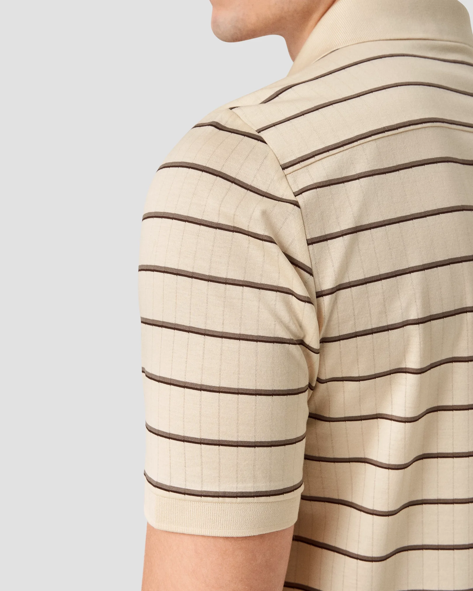 Eton - beige knitted collar short sleeve regular fit