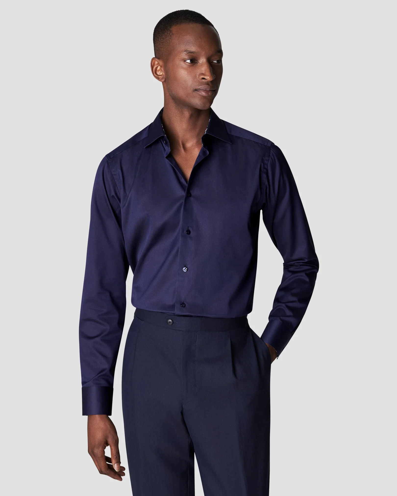 Eton - navy blue signature twill floral details