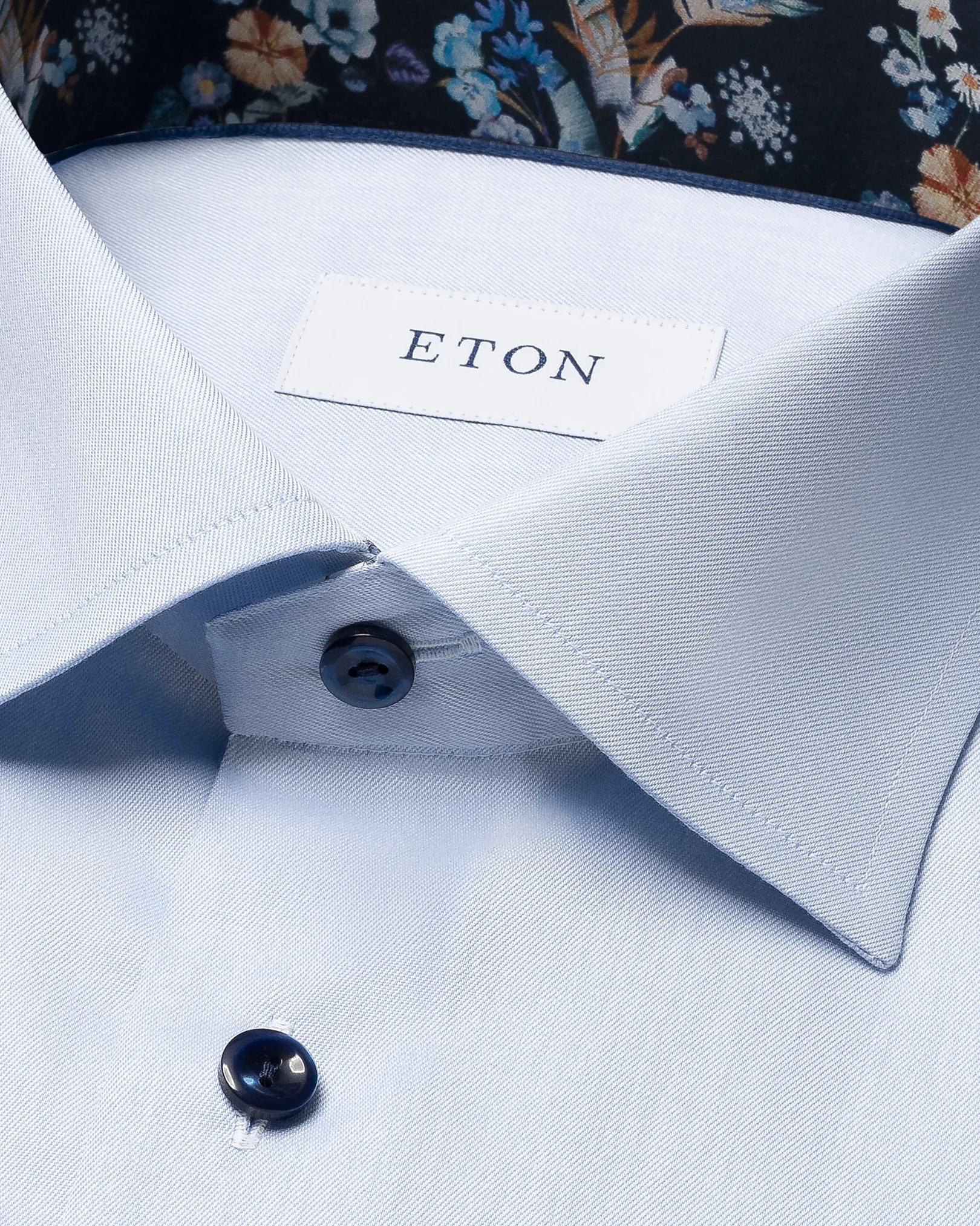 Eton - light blue floral effect shirt
