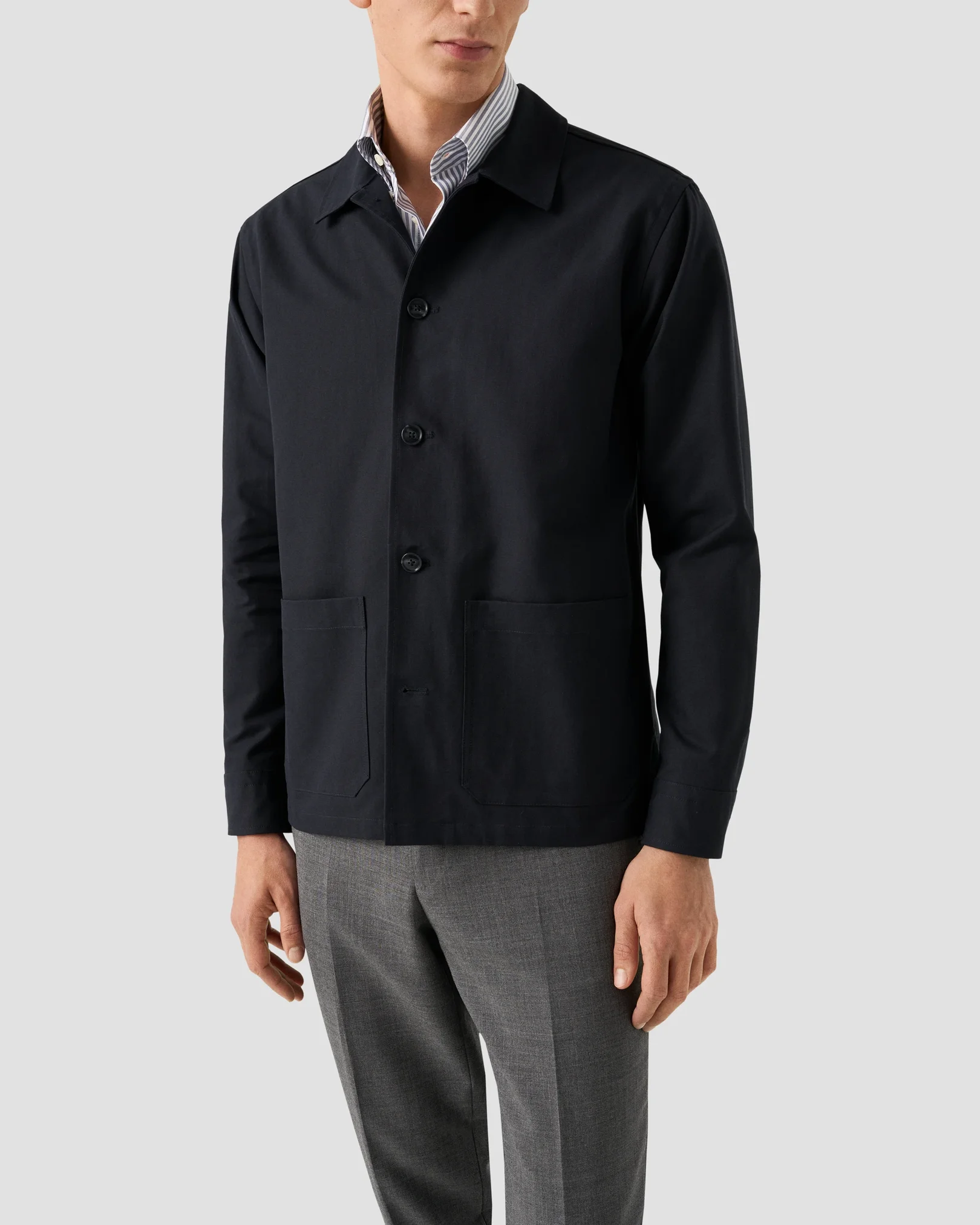 Eton - navy blue canvas overshirt