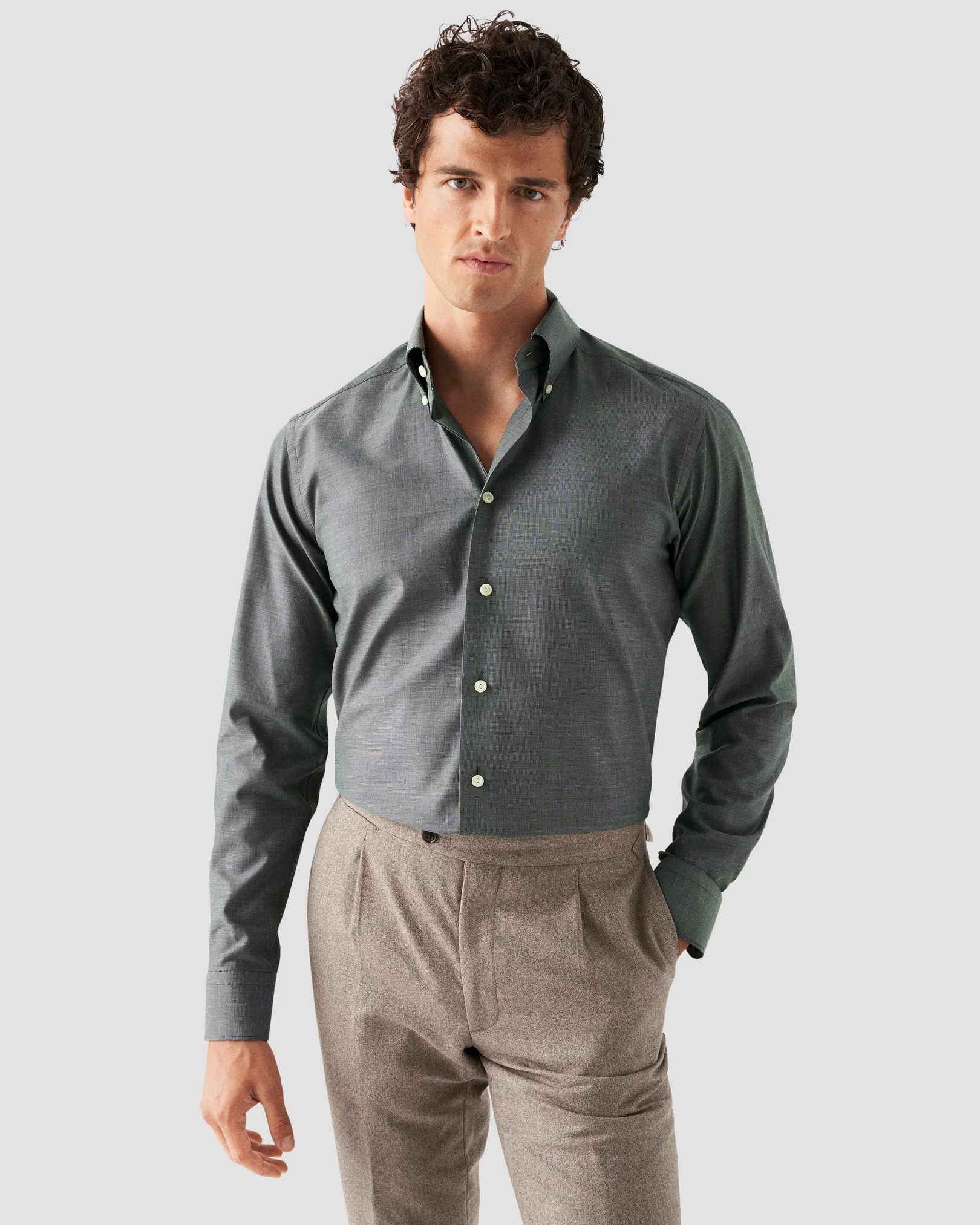 Eton - mid green oxford melange