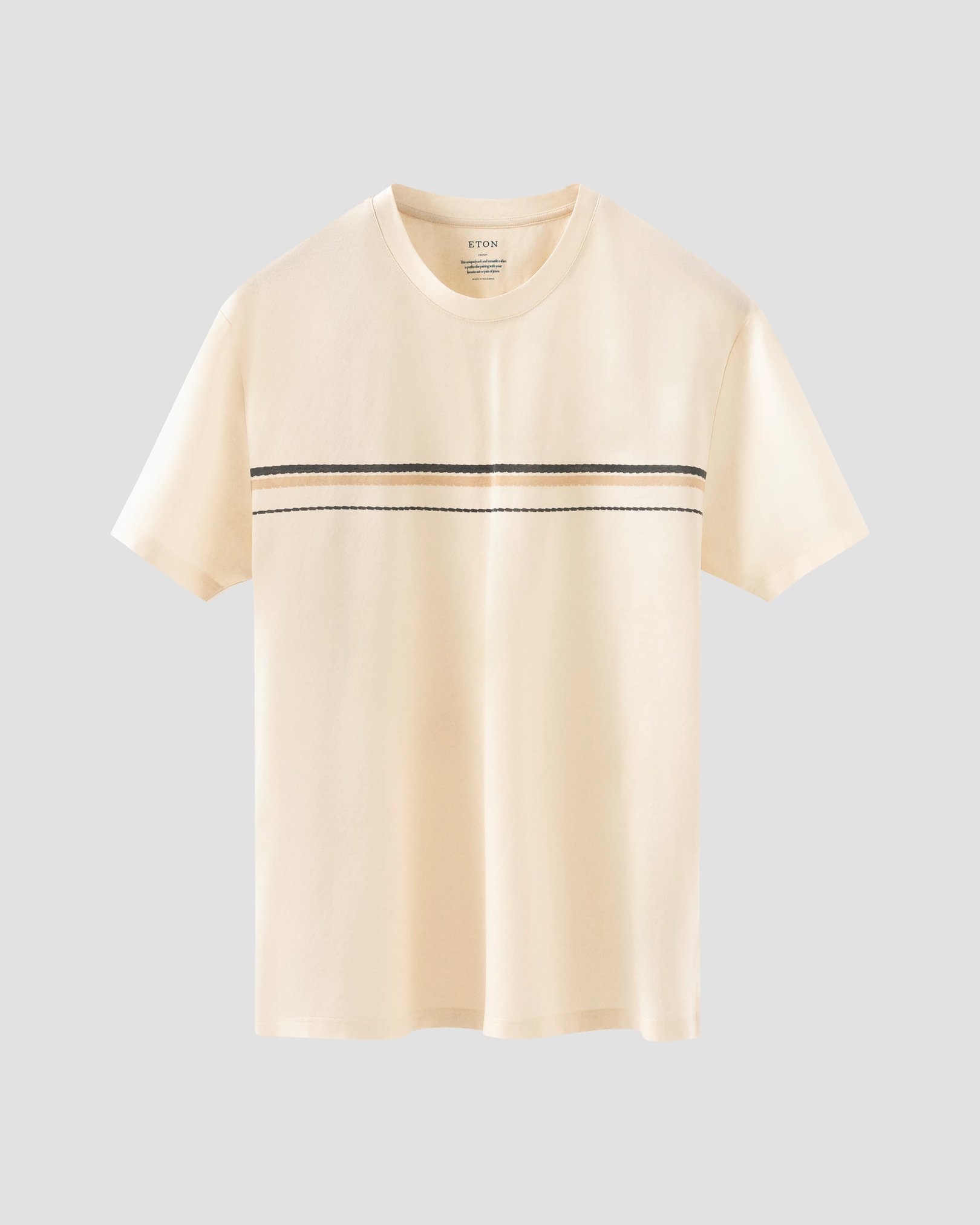 Eton - Light Brown Striped Filo di Scozia  T-Shirt