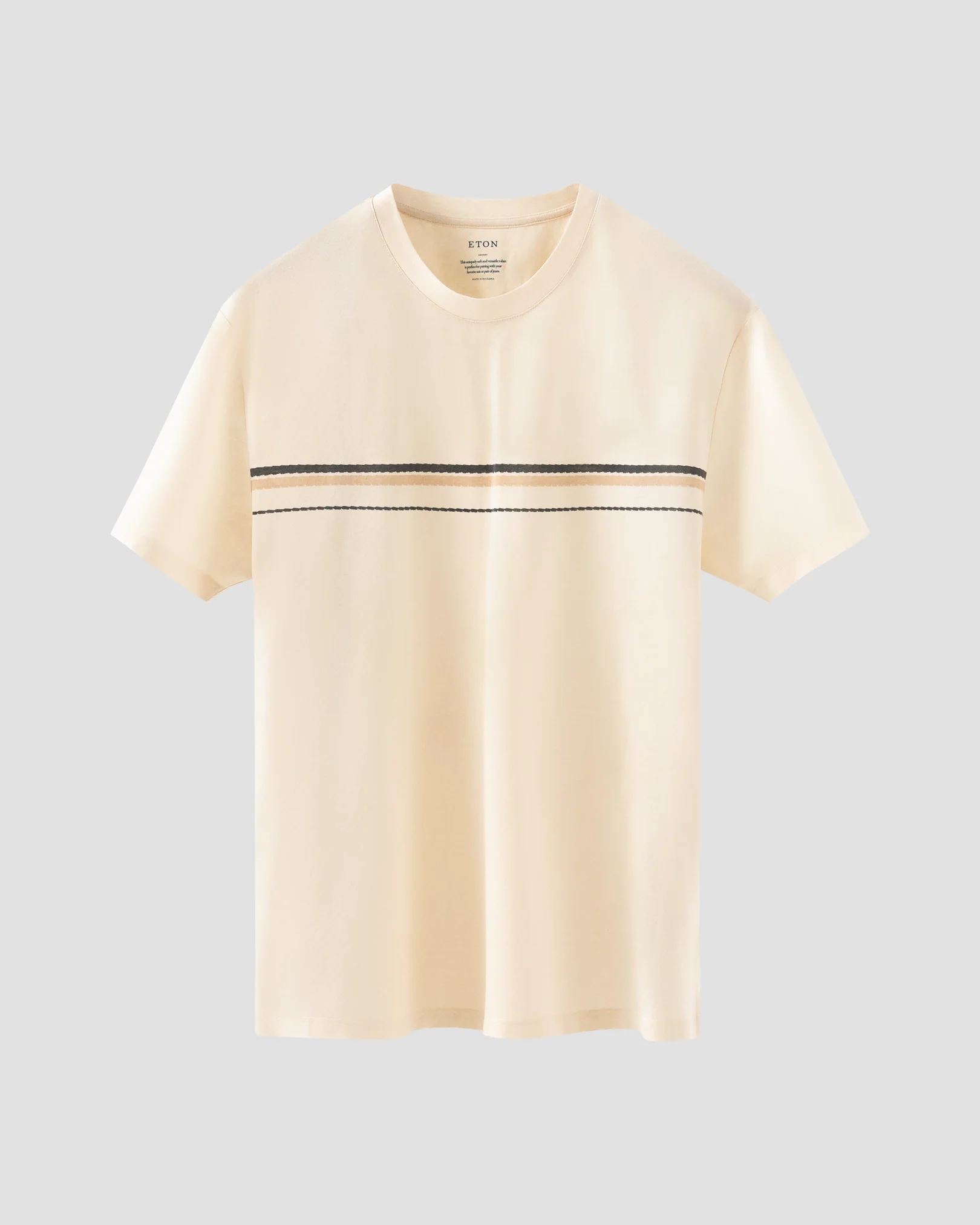 Eton - Hellbraun gestreiftes T-Shirt aus Filo di Scozia