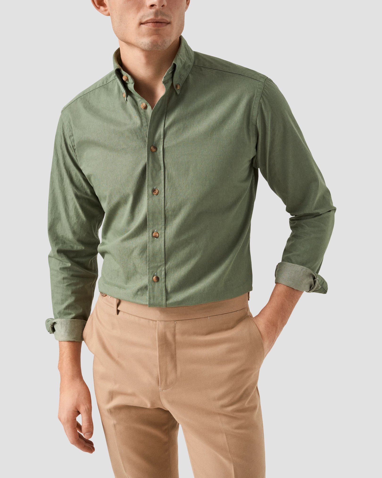 Eton - mid green heavy twill denim
