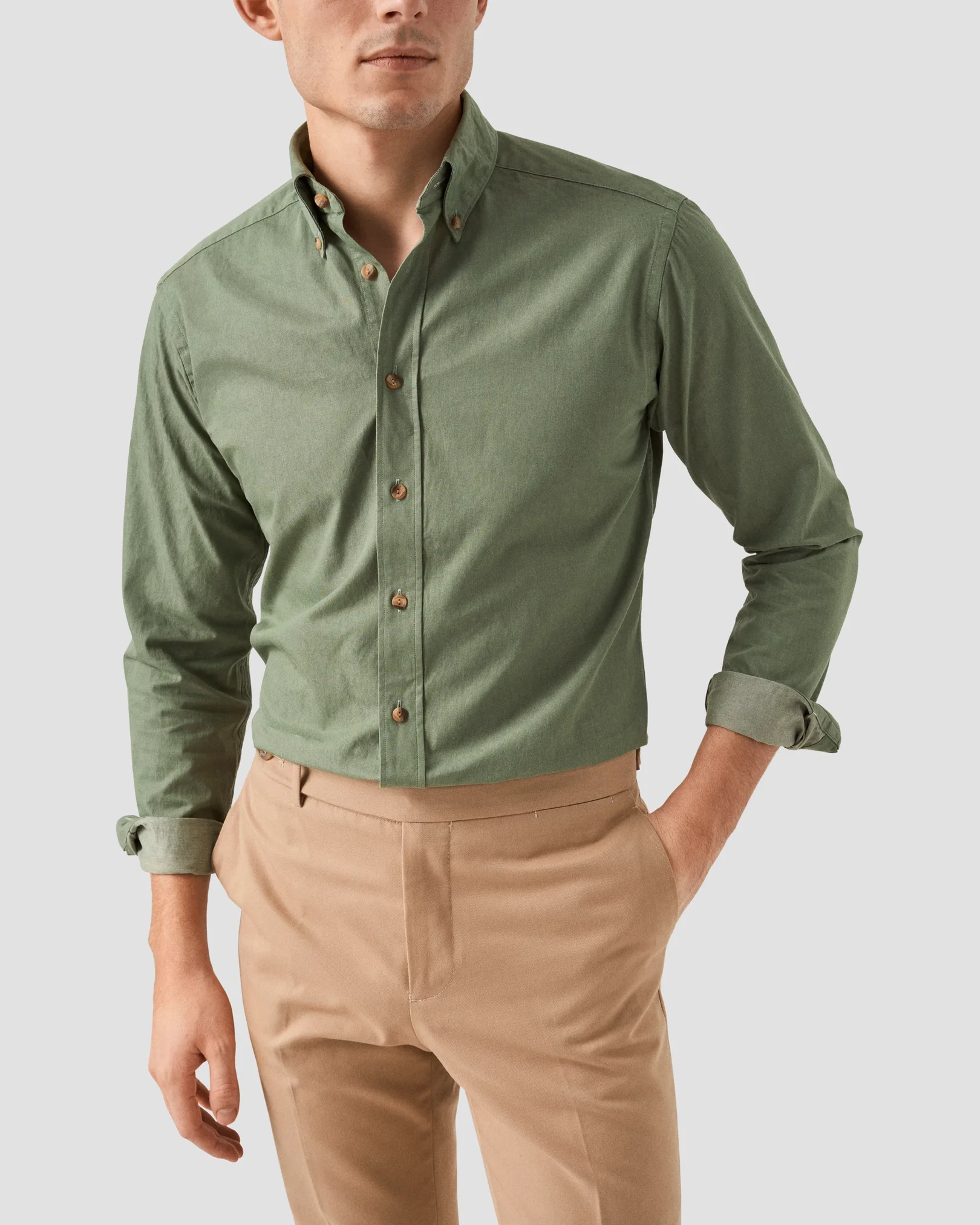Eton - mid green heavy twill denim
