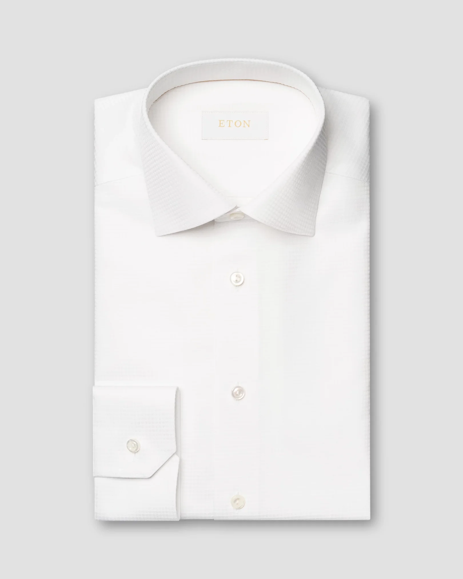 Eton - white polka dot elevated pique shirt