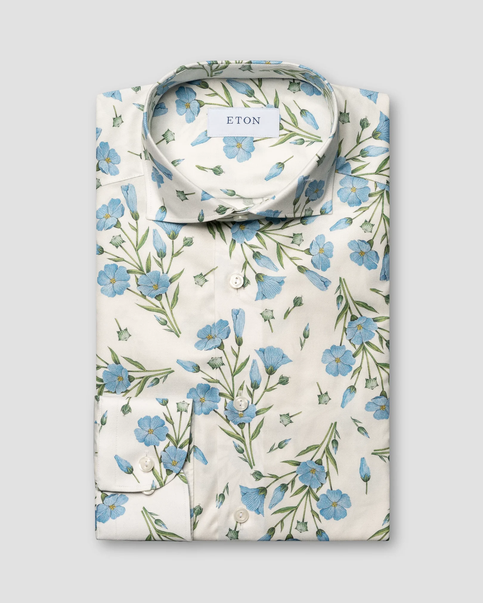 Eton - white twill wide spread flower shirt
