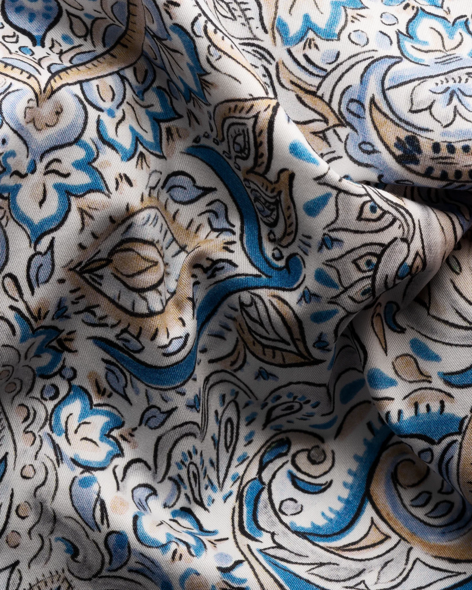Eton - mid blue paisley fine twill
