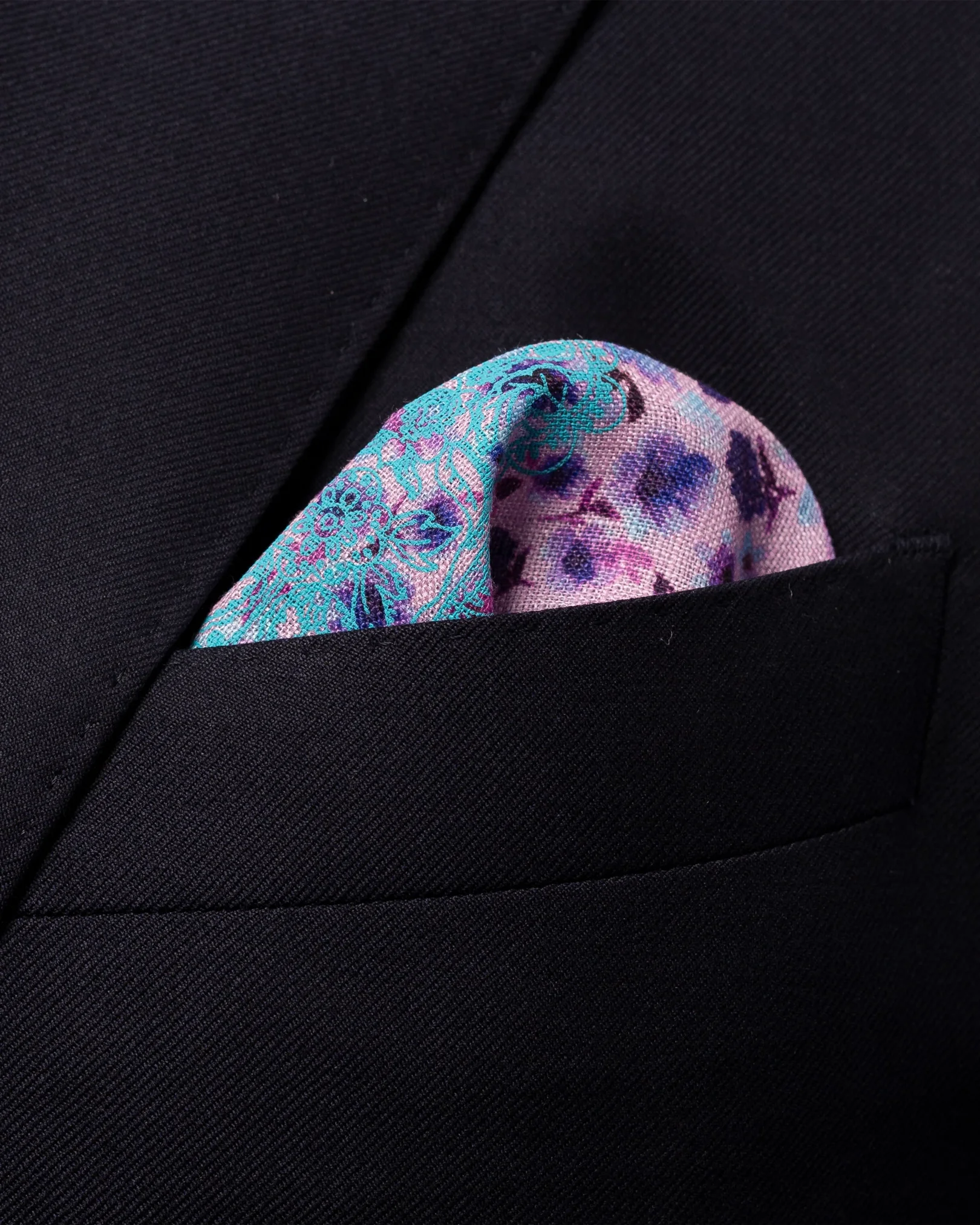 Eton - pink floral linen pocket square