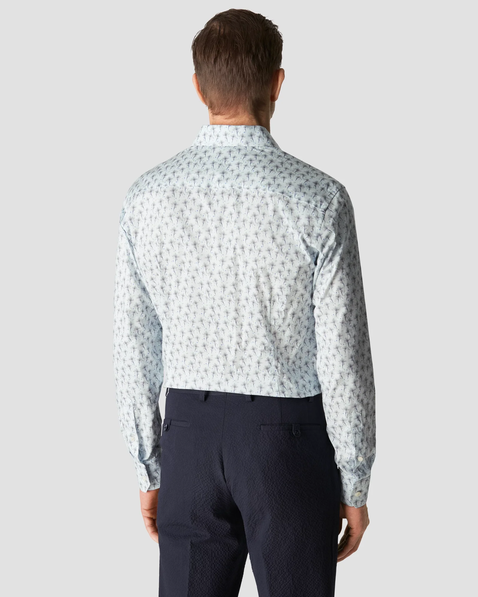 Eton - light blue signature twill floral print