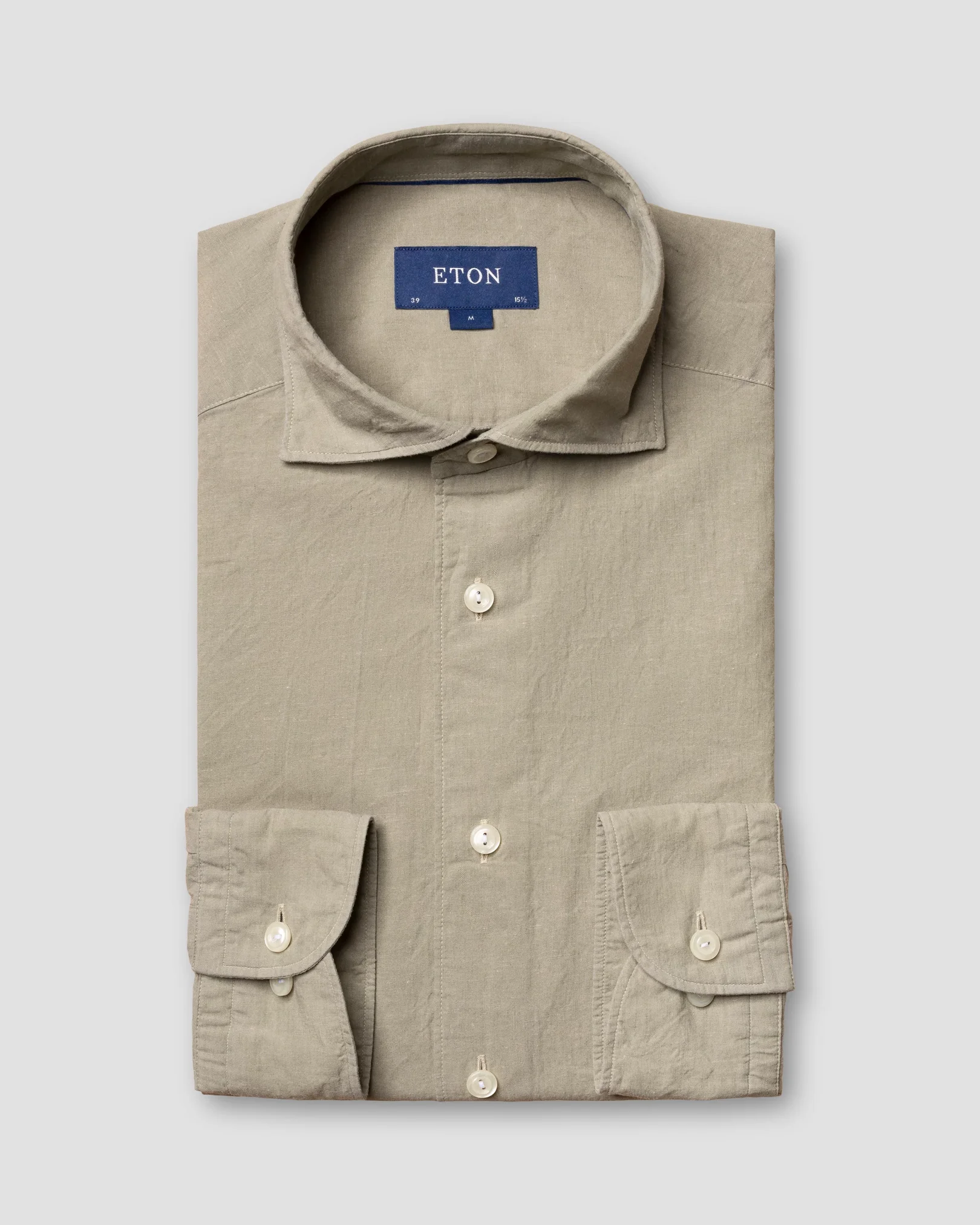 Eton - khaki cotton linen shirt soft