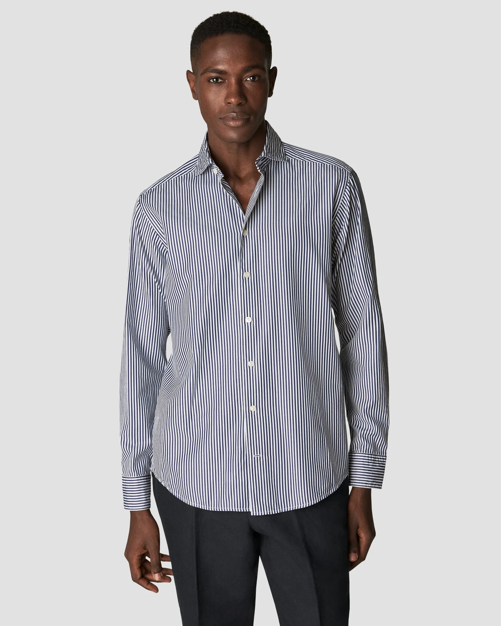Eton - black twill cotton tencel blend