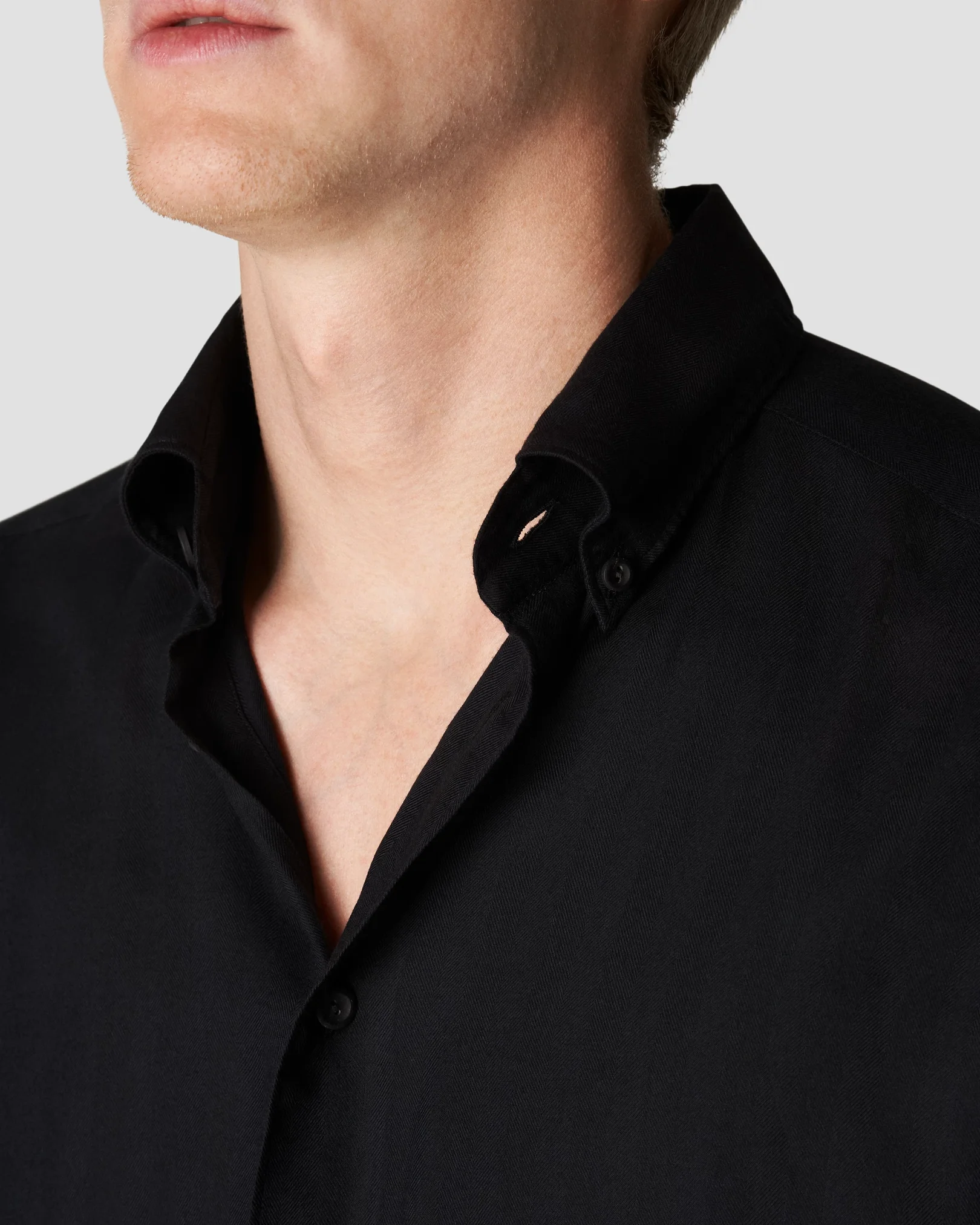Eton - black lightweight flannel