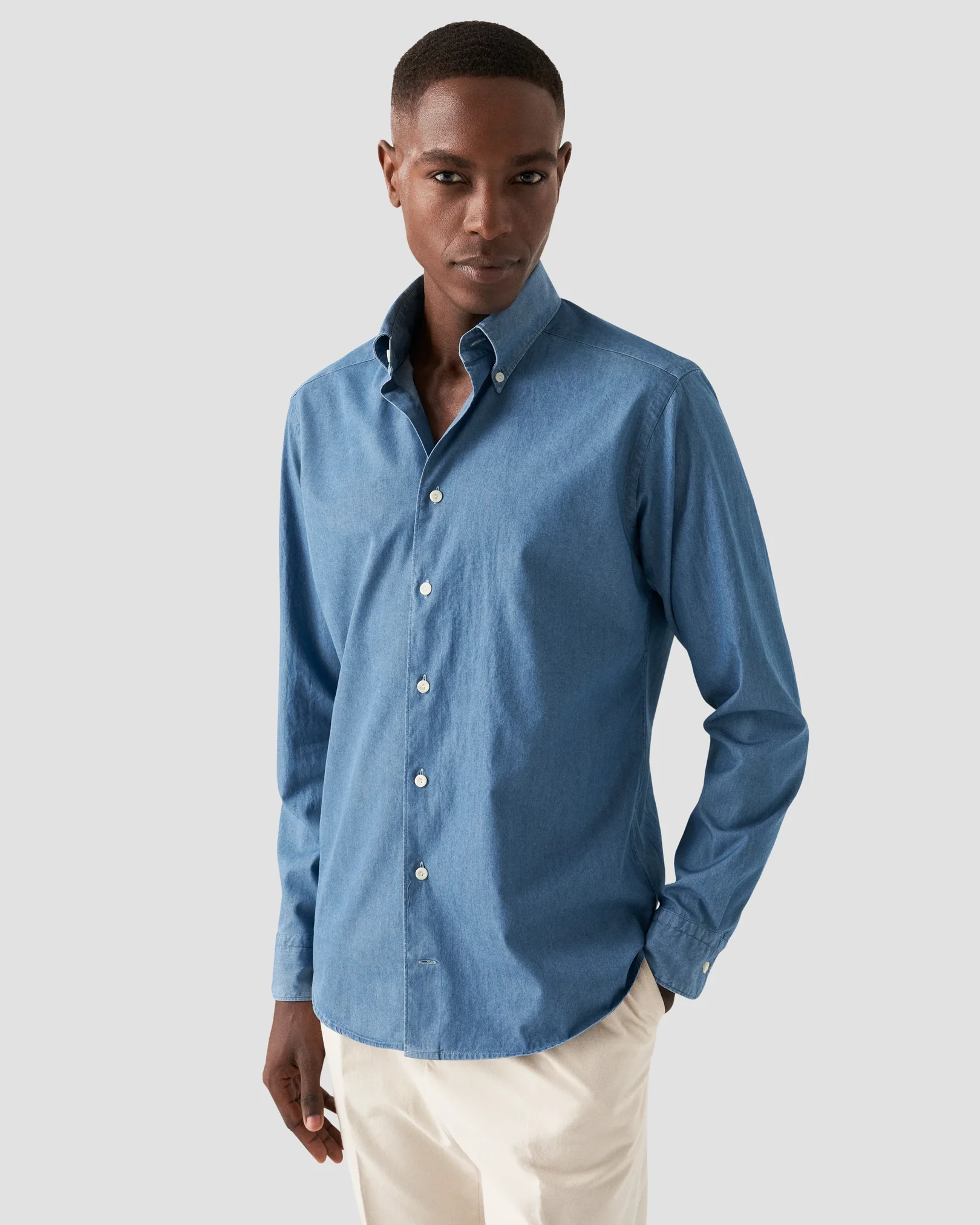 Eton - dark blue indigo button down wardrobe essentials