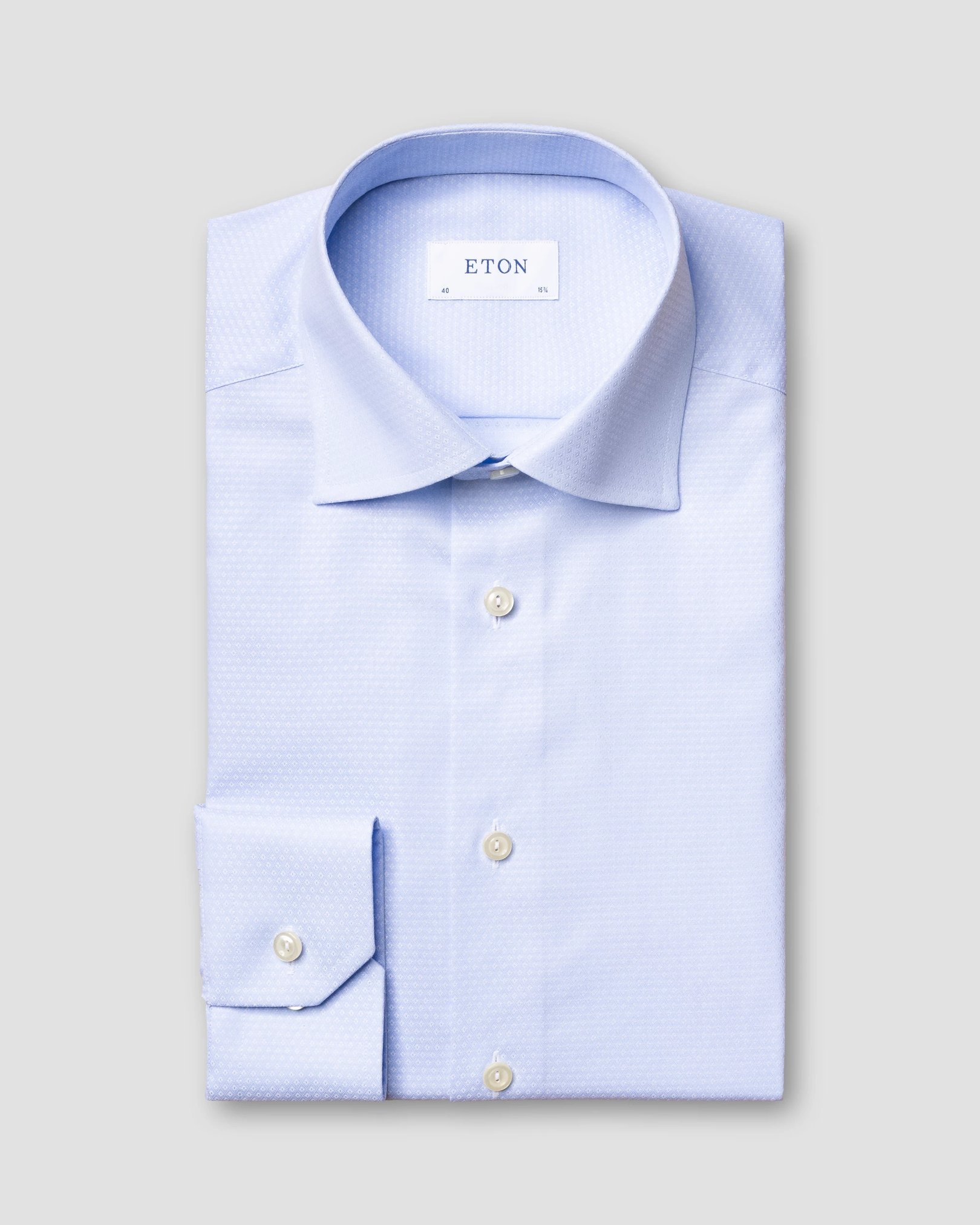 Eton - light blue diamond weave shirt