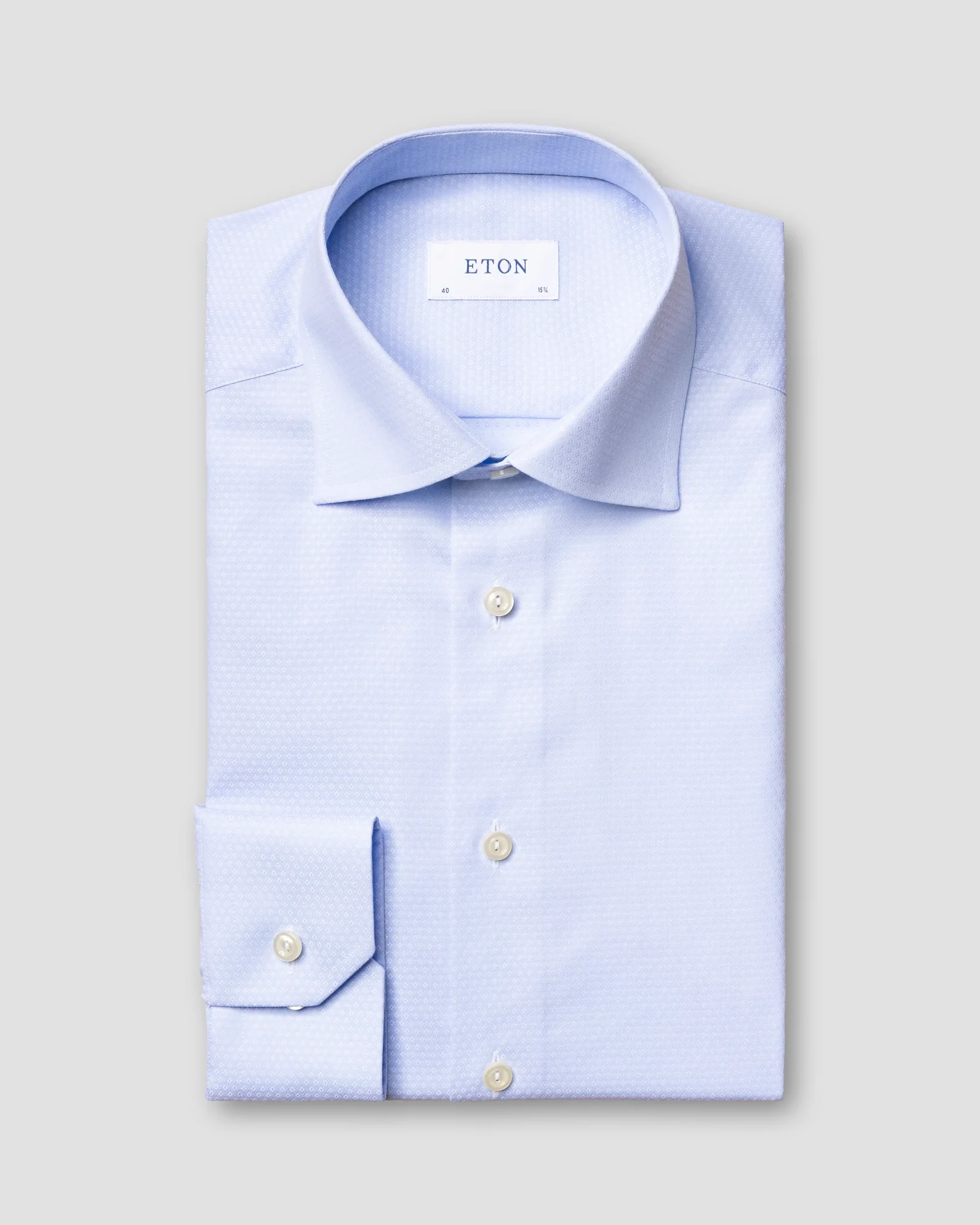 Eton - light blue diamond weave shirt