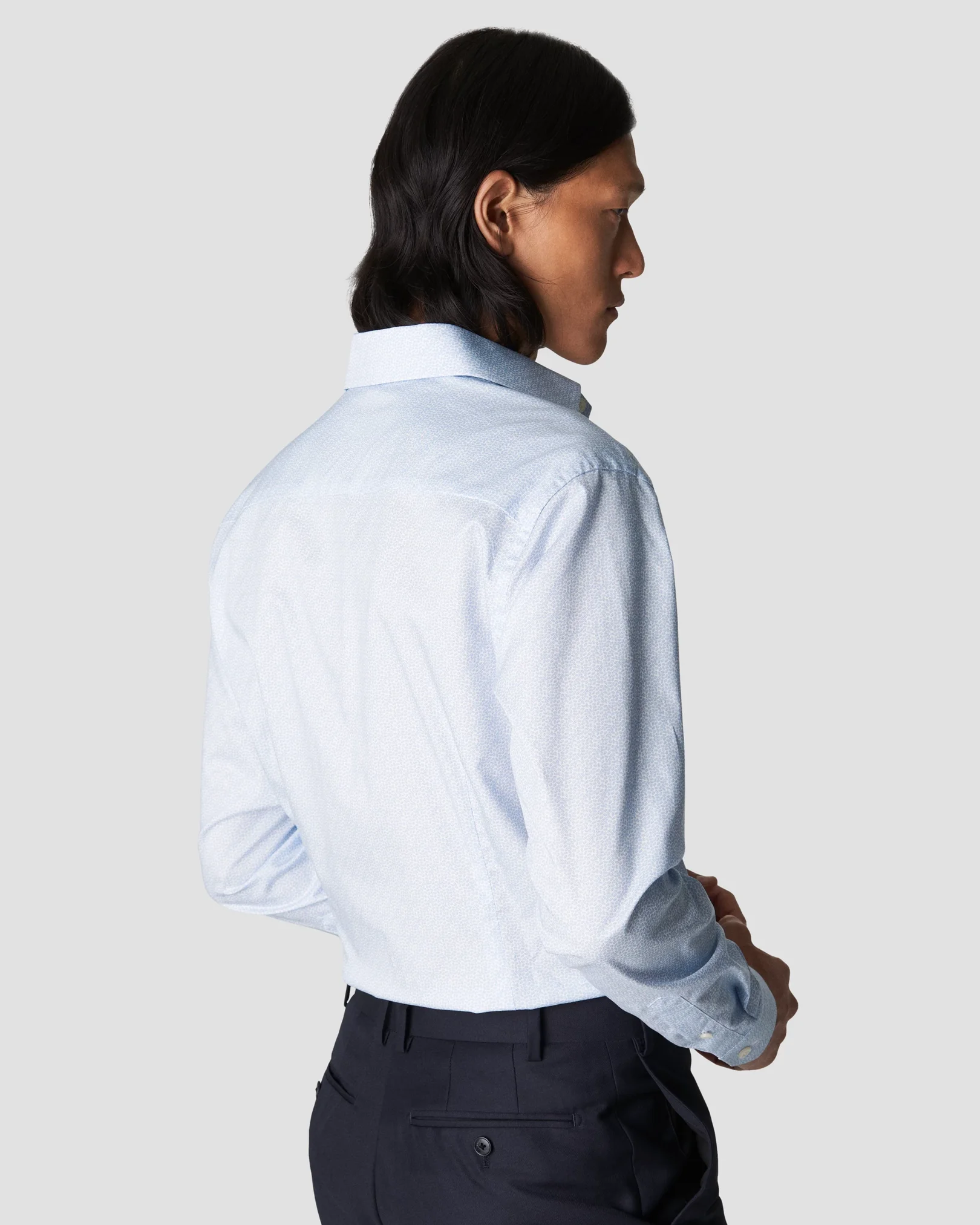 Eton - light blue signature twill flower print