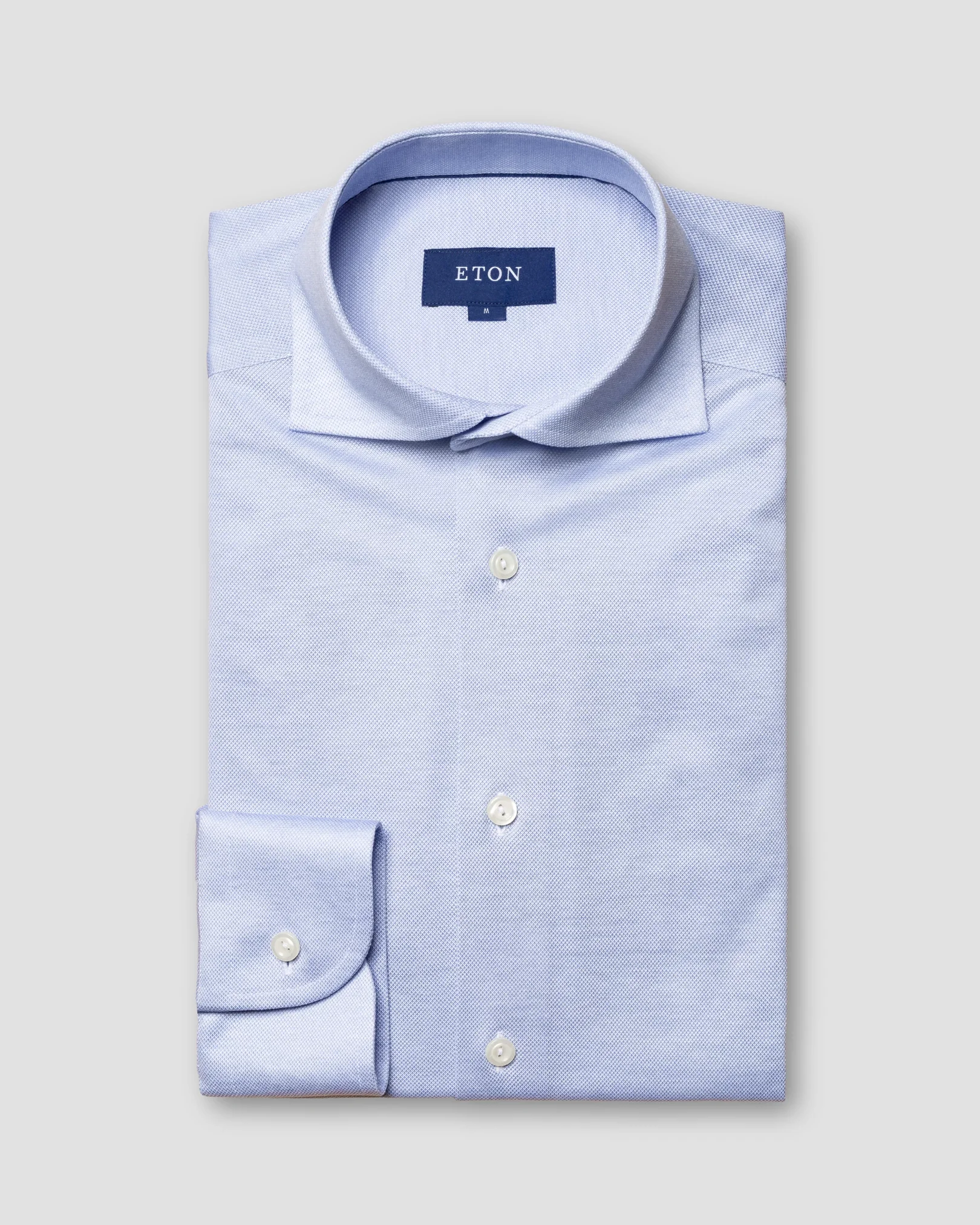 Eton - Light Blue Filo di Scozia Oxford Piqué Shirt
