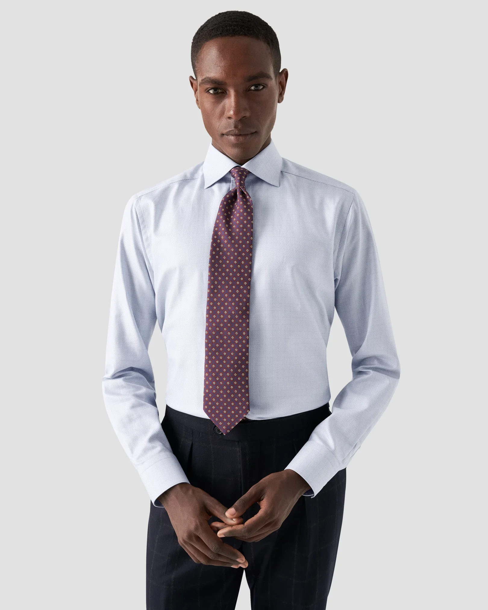 Eton - light grey textured twill