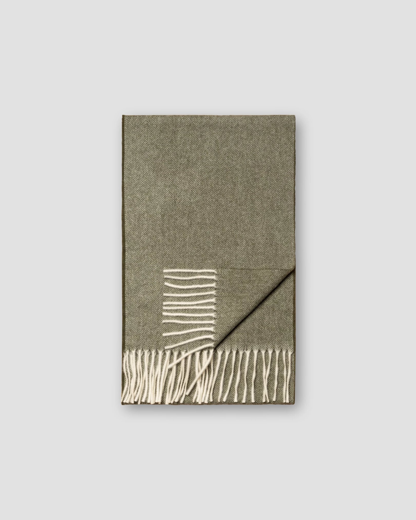 Eton - mid green herringbone wool scarf