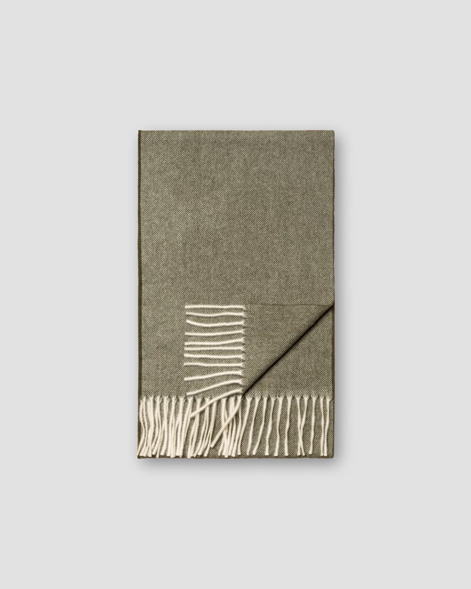 Eton - mid green herringbone wool scarf